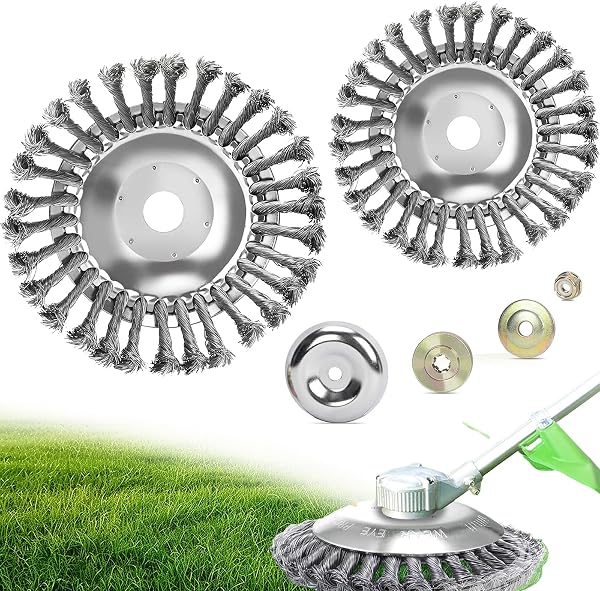 Tête débroussailleuse à brosse acier 150 et 200 mm, alésage 25,4 mm, lot de 2