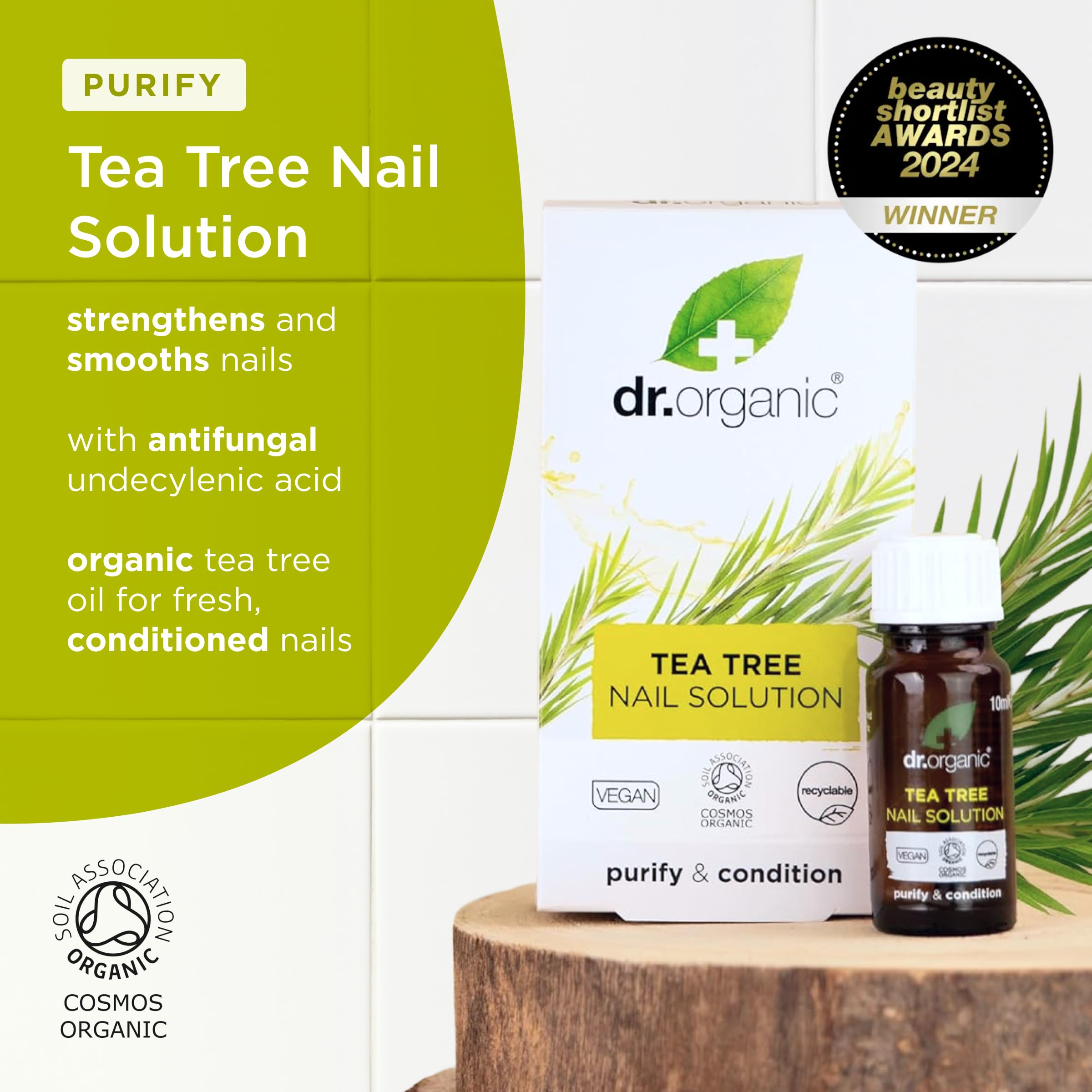 Dr. Organic – Soluzione antimicotica, antibatterica e ricostituente per unghie con olio di Tea Tree - da 10 ml.