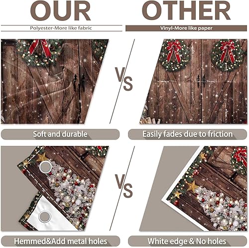 Miniatura 20 de 7x5ft Fabric Winter Christmas Rustic Barn Photography Backdrop Wood Xmas Tree Snow Gifts Santa Background Holiday Party Decorations Photo Booth