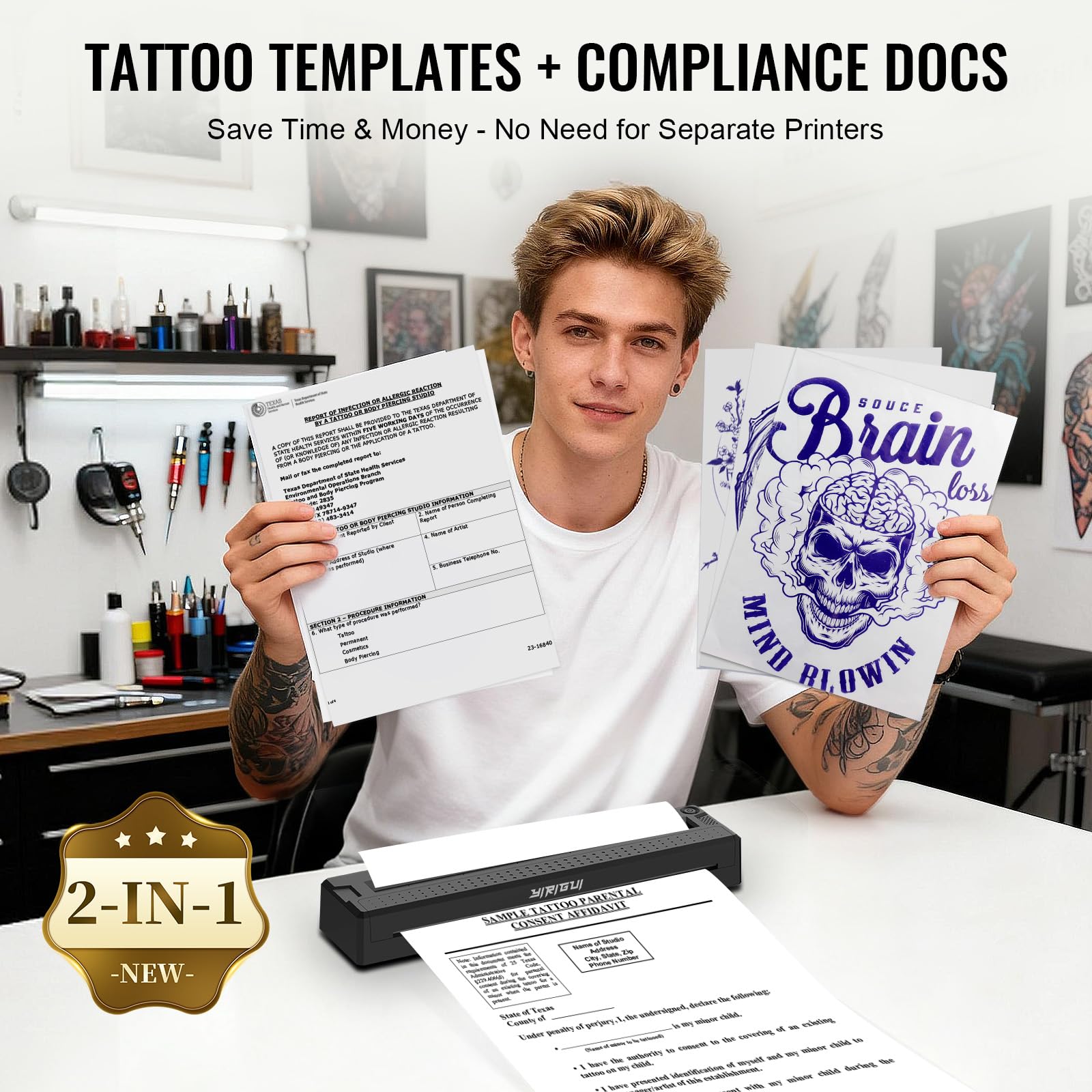 2026 2-in-1 Tattoo-Schablone & Dokumentendrucker