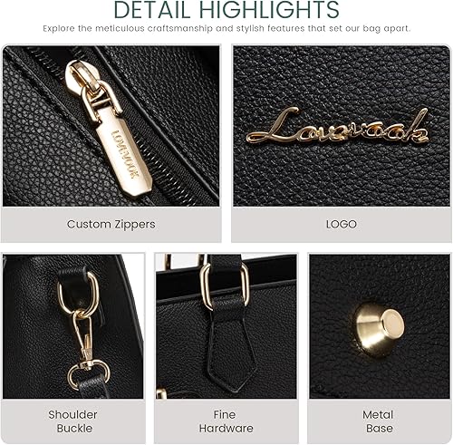 Miniatura 5 de LOVEVOOK Purses and Handbags for Women, Tote Shoulder Bag Satchel Black Purse and PU Leather Top Handle for ladies