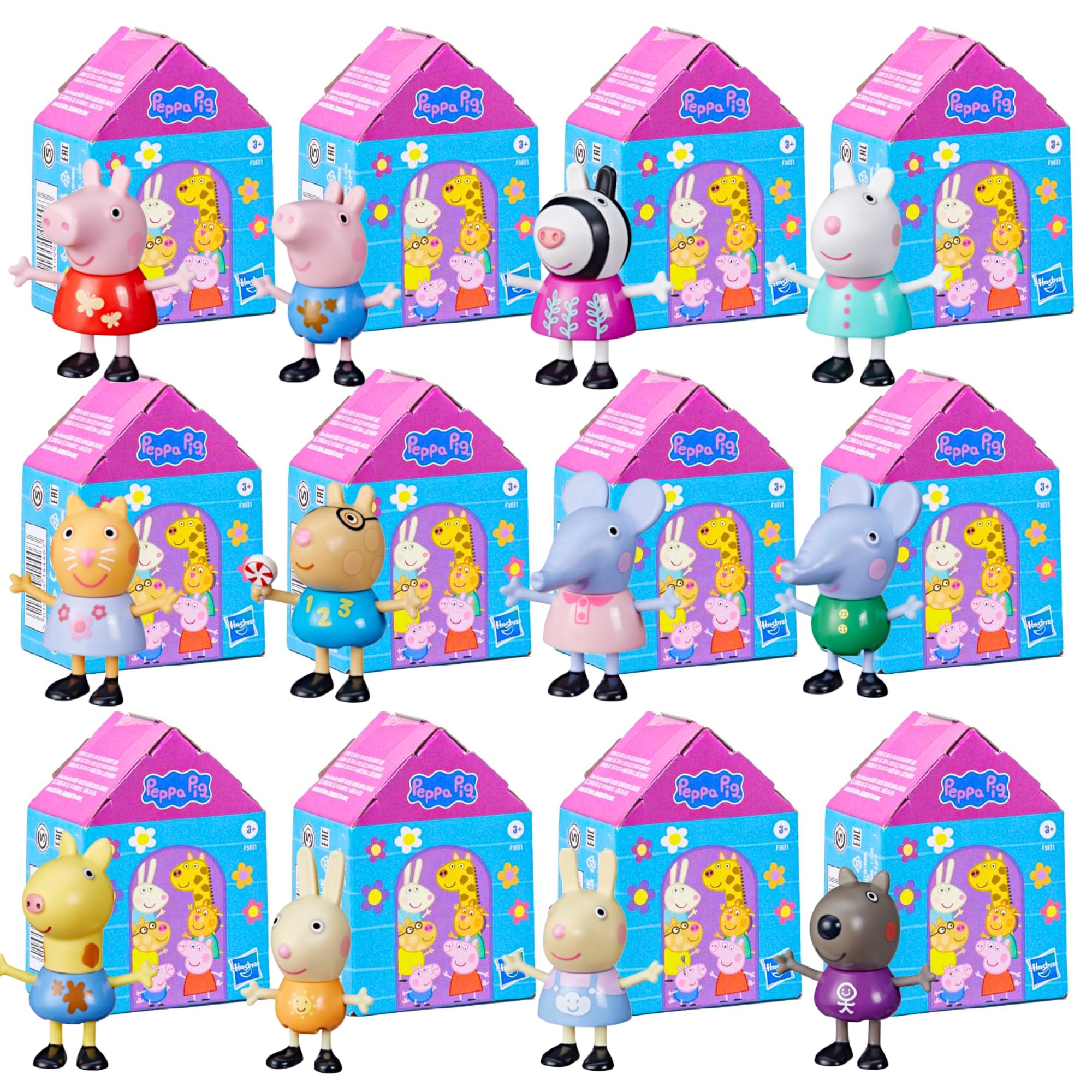 Peppa Pig - 3" 8cm Poseable Articulated Blind Box Figure Sets Identified - Complete Set of All 12