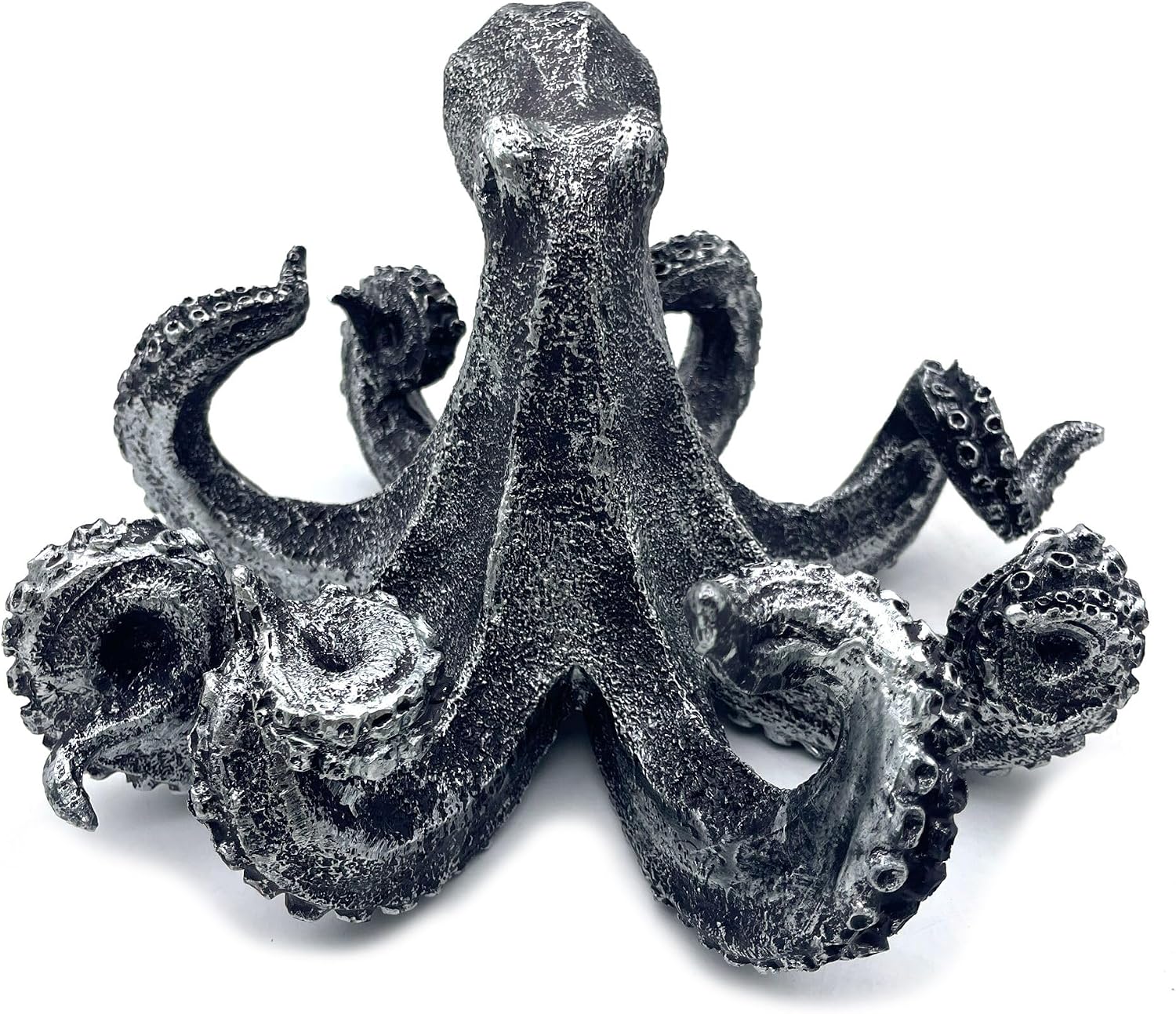 10 Inch Octopus Vintage Statue Sculpture Frgurine Gift for Home Office Living Room Desktop Display Decor Decorative (Silver)
