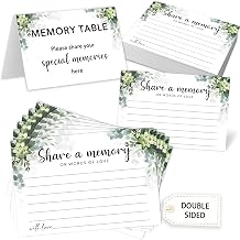 Greenery Share a Memory Cards for Celebration of Life, Graduation, Retirement, Birthdays, Guest Book Ideas, Funeral Sign In Book For Memorial Service, 4x6 Inches Set of 50 Pcs -A01