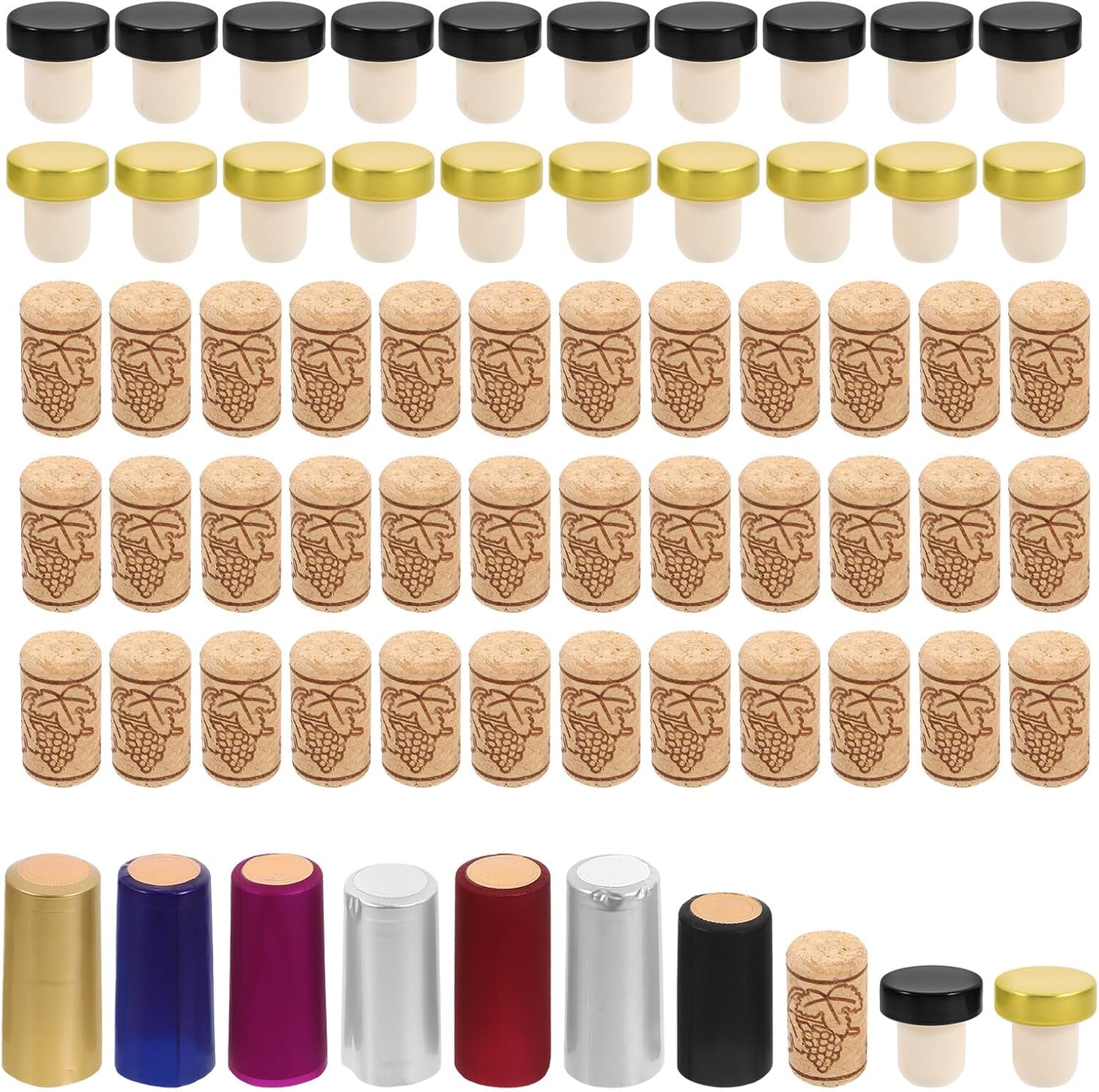 Gadpiparty Reusable T-shape Wine Bottle Stopper with Soft Natural Cork and Pvc Shrink Capsule Wine Sealer for Home and Cellar Compatible with Standard Bottles