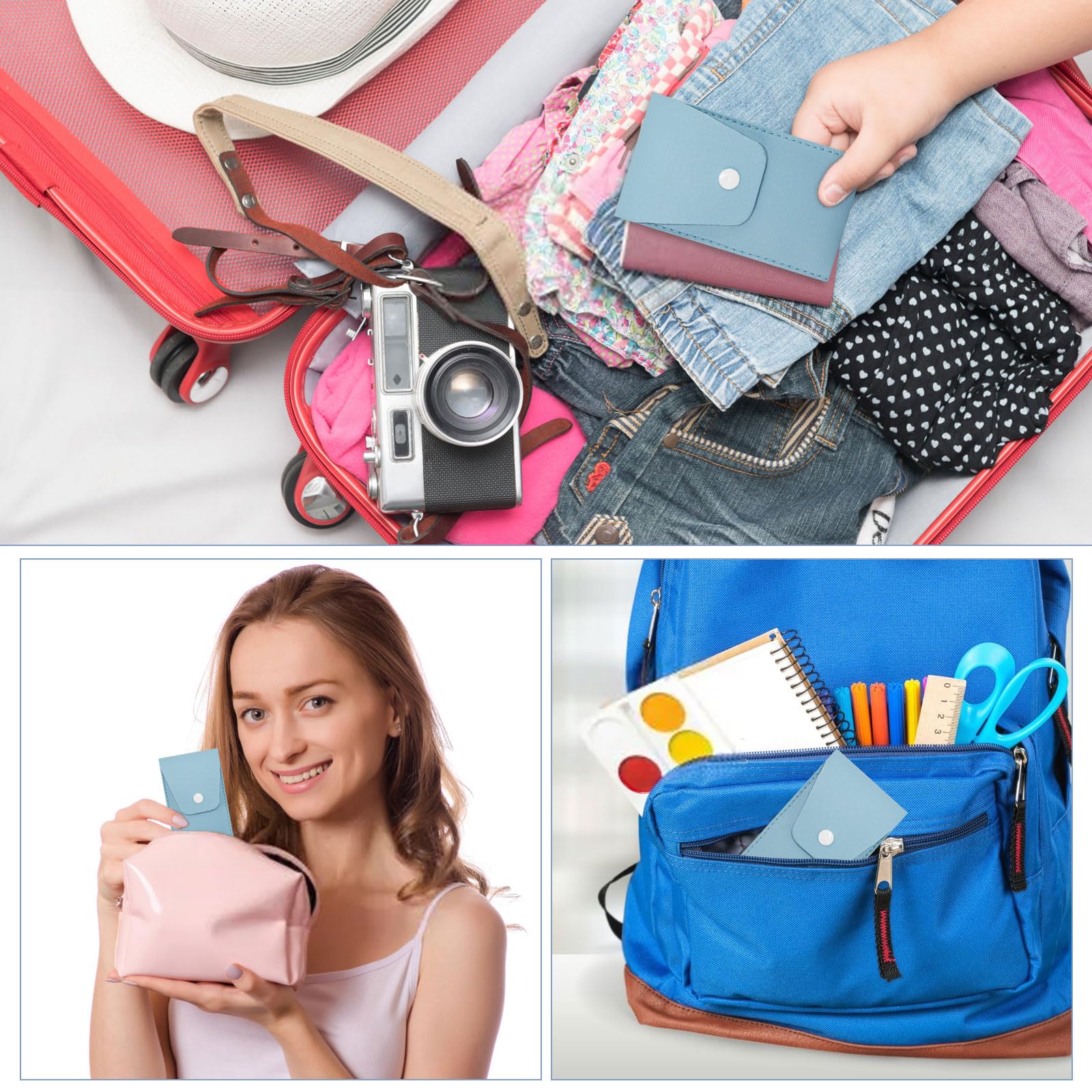 Set di 15 pennelli da trucco formato da viaggio, mini pennelli da trucco per il viso, per bomboniere, matrimoni, addio al nubilato, regalo per damigelle d'onore, addio al nubilato (azzurro)