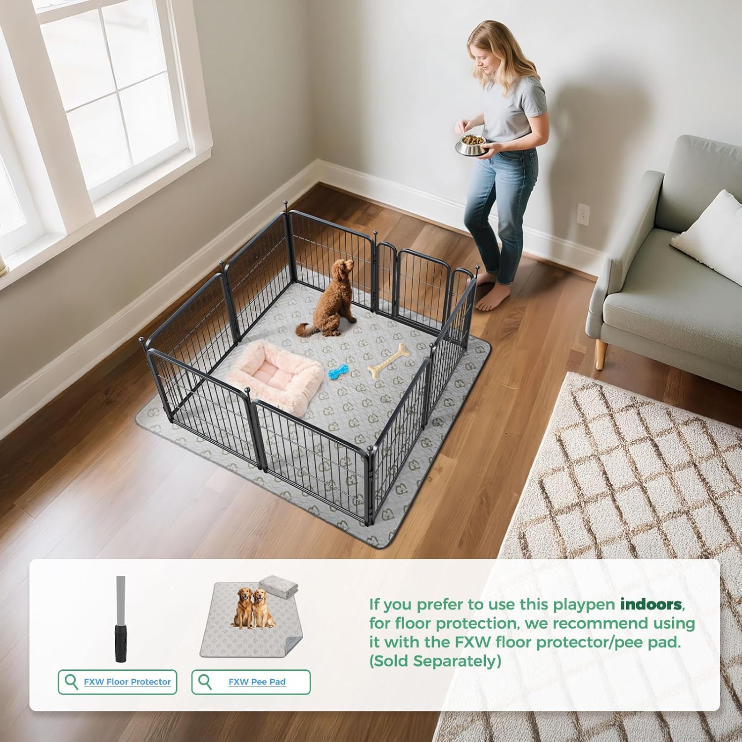 FXW Rollick Unleashed Dog Playpen for Indoor, Yard, RV Camping, 24 inch 8 Panels for Small and Puppy Dogs, Black?Patented Black 24"H 8 Panels