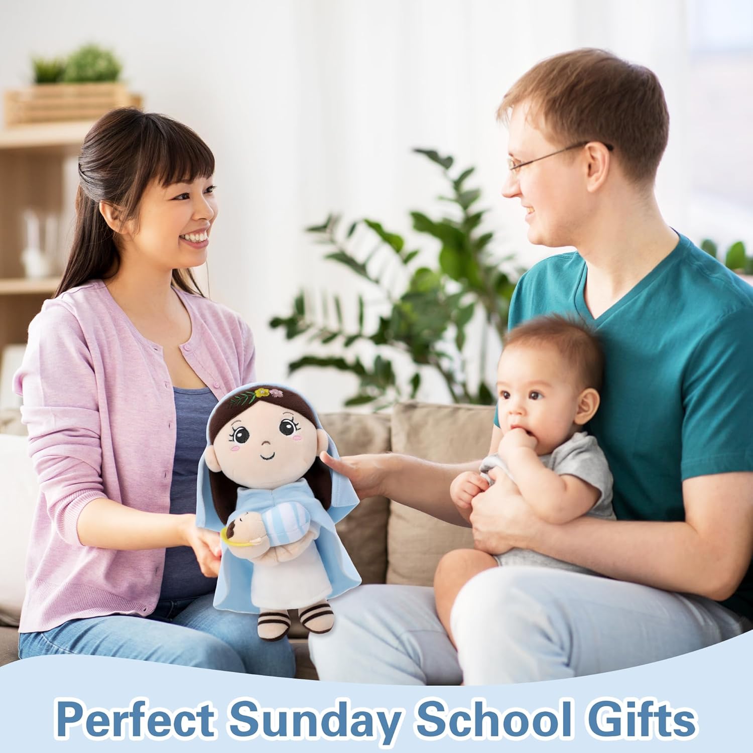 Mary Kids' Plush Toy Pillow – Exquisite Virgin Mary Baby Jesus Doll Perfect for First Communion 12 Inch - Image 4