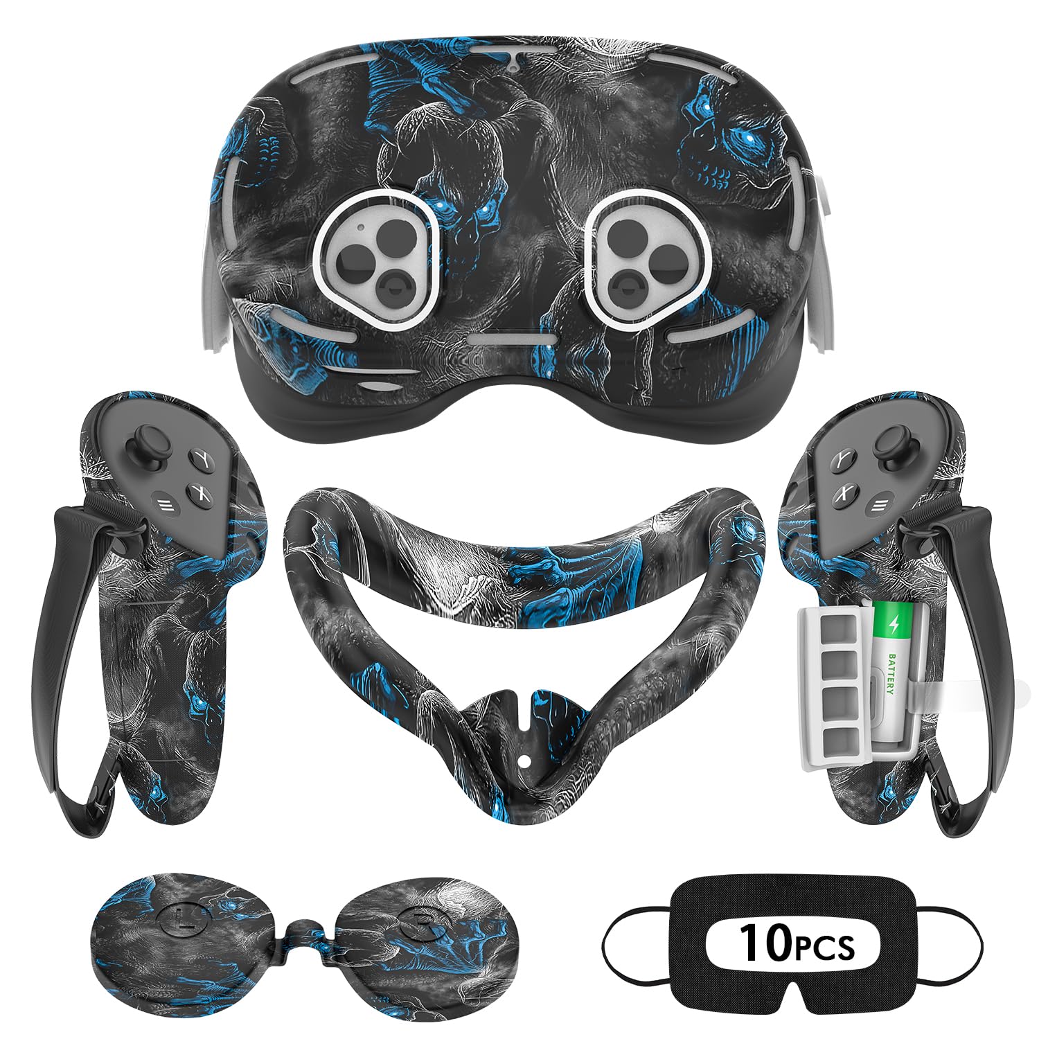 Rechale Silicone Cover Set Compatible with Oculus/Meta Quest 3S, VR Accessories for Meta Quest 3S, Protective Cover Set Includes Controller Grip Cover, Face Cover, VR Shell Cover (Phantom)