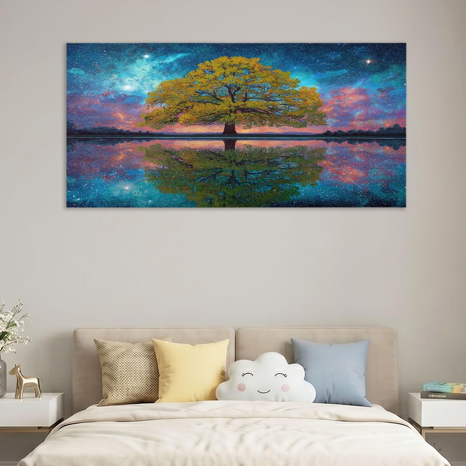 Atemberaubendes Vlies LeinwandbildFantasy Surrealistisch Botanisch 120L x 60W cm Das Motiv Hoher BaumWandbild für Wanddeko Wohnzimmer Schlafzimmer Kunstdrucke, Natürliche Schönheit für Ihr Zuhause