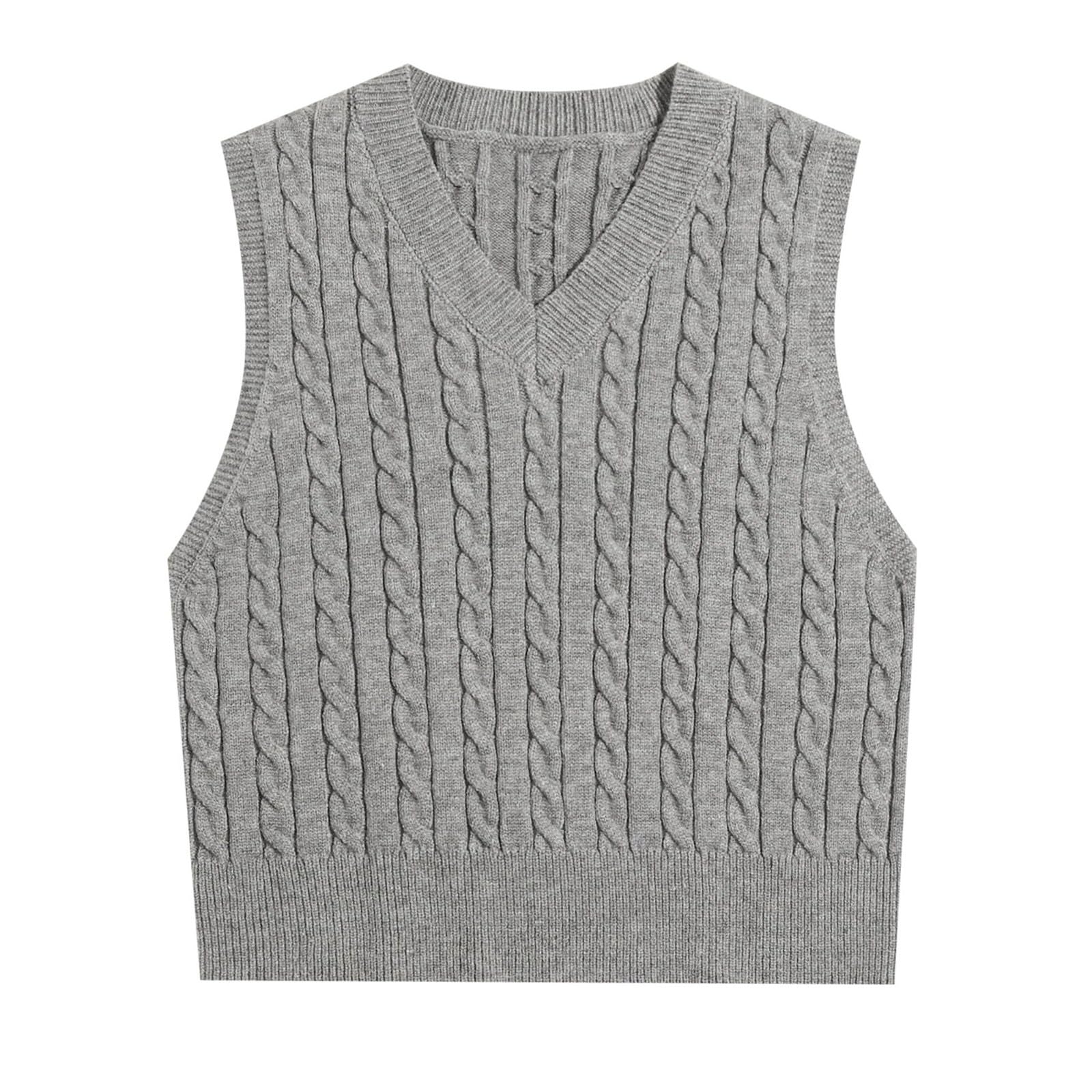 Gilet Donna Maglia, Maglione Smanicato Donna Scollo a V Pullover Maglioni Invernali Senza Maniche Maglione Smanicato Invernale Elegante Maglia Gilet Smanicato Gilet Elegante Donna Autunno, Inverno