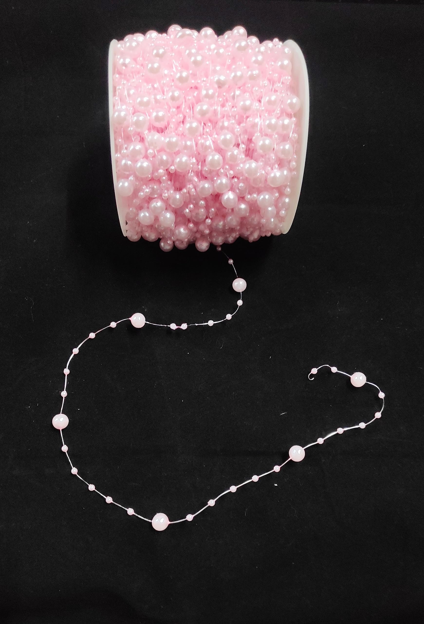 Just Flowers Artificial Faux Pearl Beads Chain Garland 3 mm for Jewelry Making, Decoration, Embellishing Handbags, Garments, Craft Accessories, (5 Meter, Light Pink)-image-16