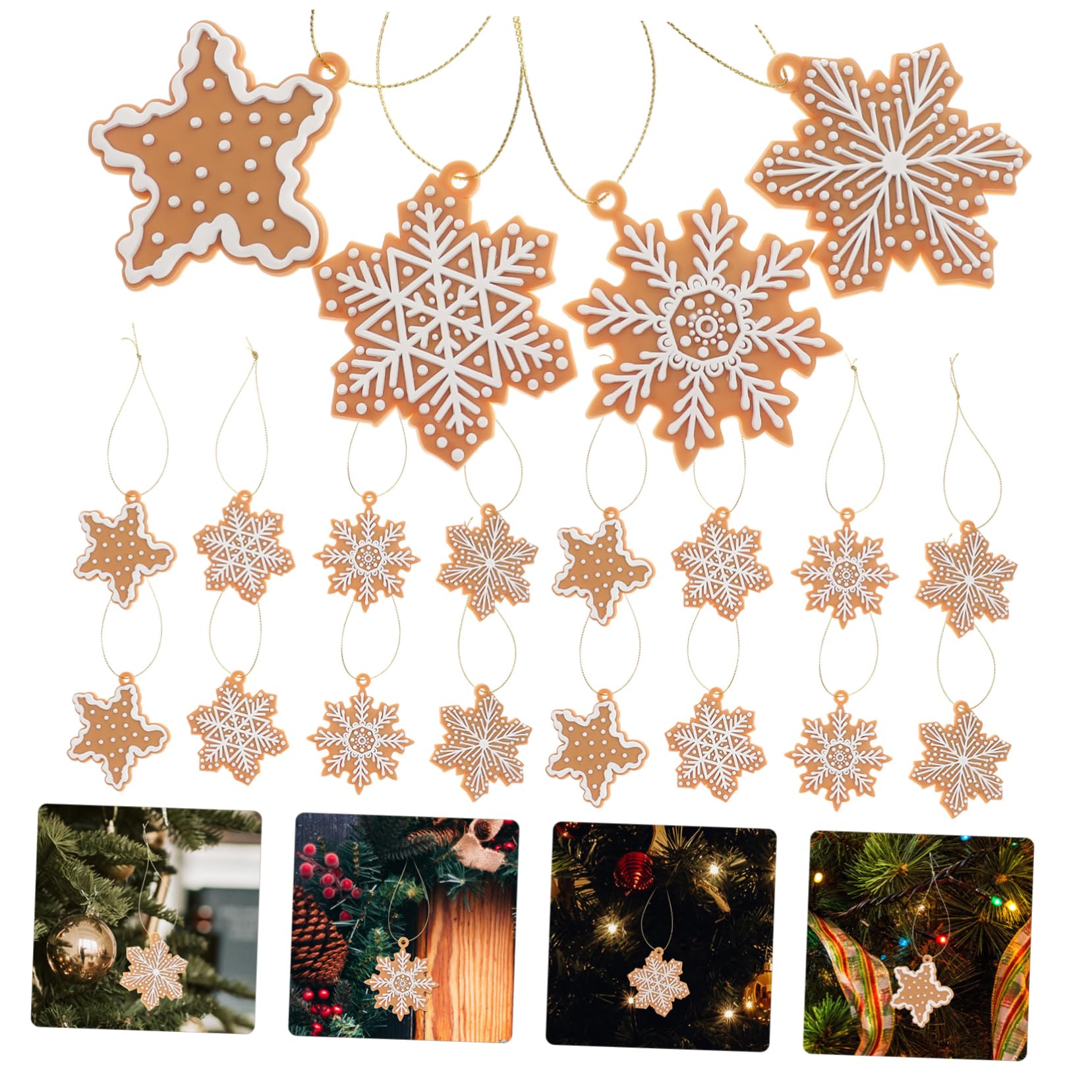 Alipis 60 Pièces Pendentif Flocon De Neige Ornement d'arbre De Noël Pendentif d'arbre De Noël Flocons De Neige Décoratifs Ornement De Noël Flocon De Neige en D'Épice Suspendus Décor