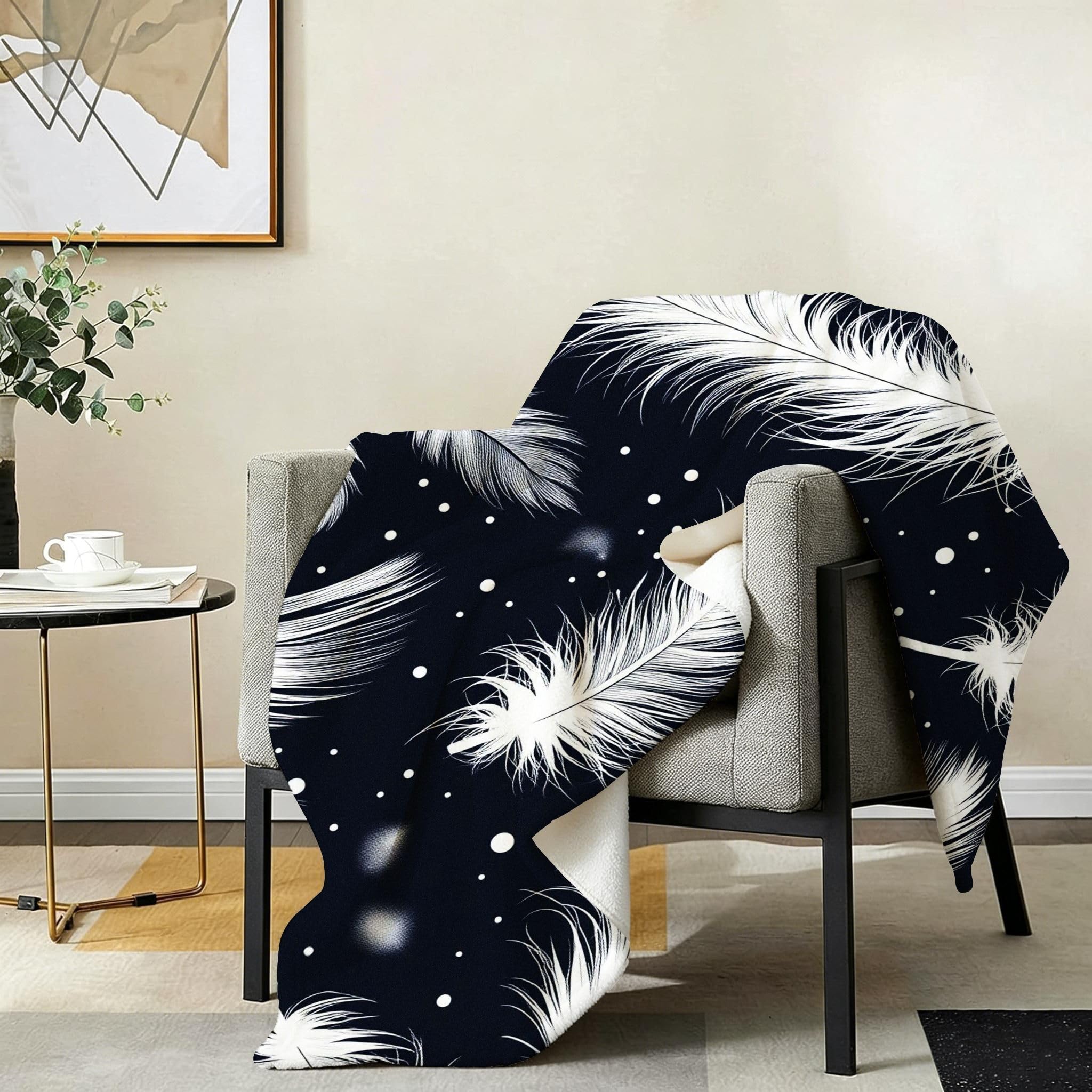 Wärme Dick Fleecedecke 220X240 cm Weiße Federn, ZQ480