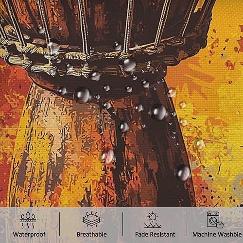 Miniatura 5 de Outdoor Pillow Covers 24x24 Inch, Set of 4 Waterproof Outdoor Throw Pillow Covers, Decorative Square Retro Linen Cushion Cases, Musical Instruments