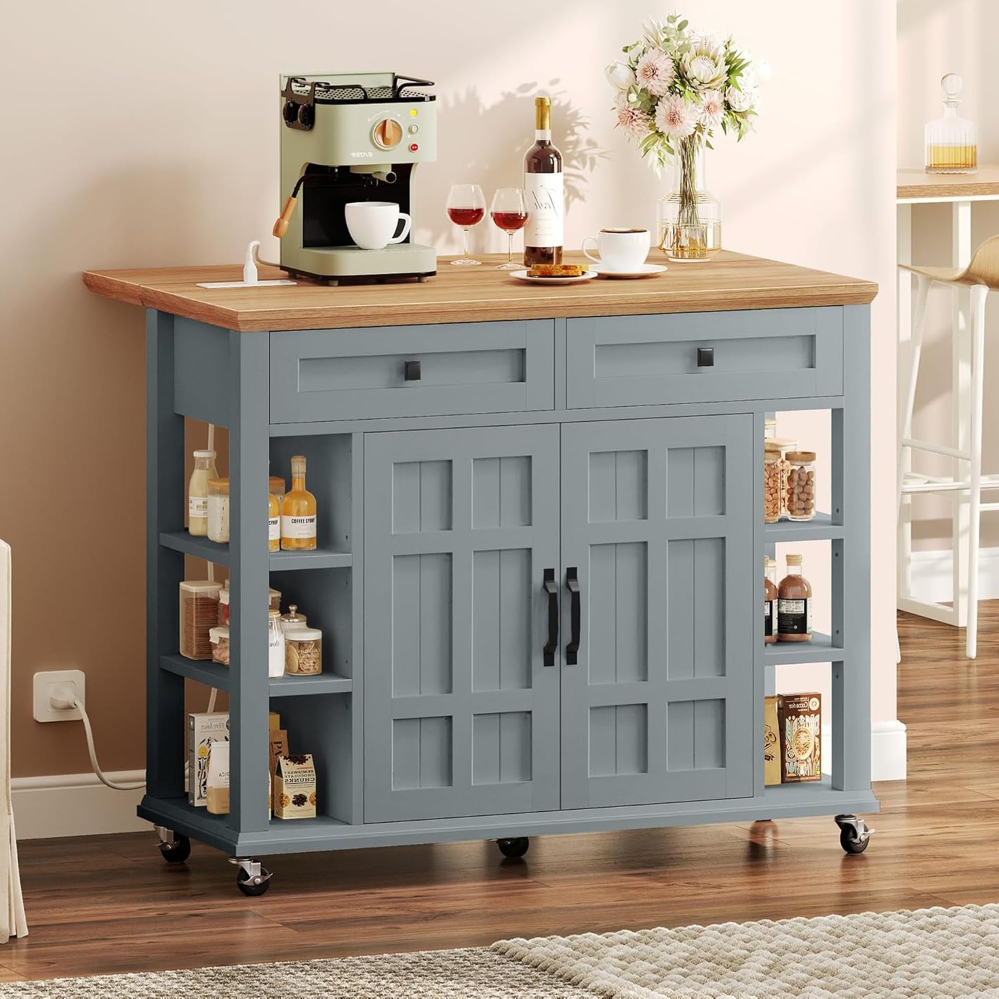 Photo 1 of DWVO Rolling Kitchen Island with Drop Leaf