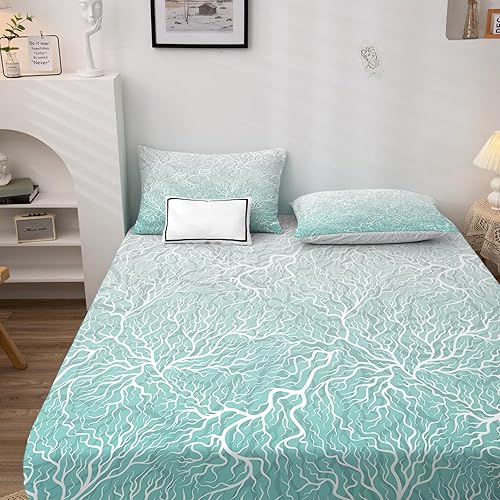 Miniatura 2 de Sábanas abstractas tamaño individual XL, sábanas y fundas de almohada con patrón degradado, bolsillo profundo de 16 pulgadas, juego de sábanas