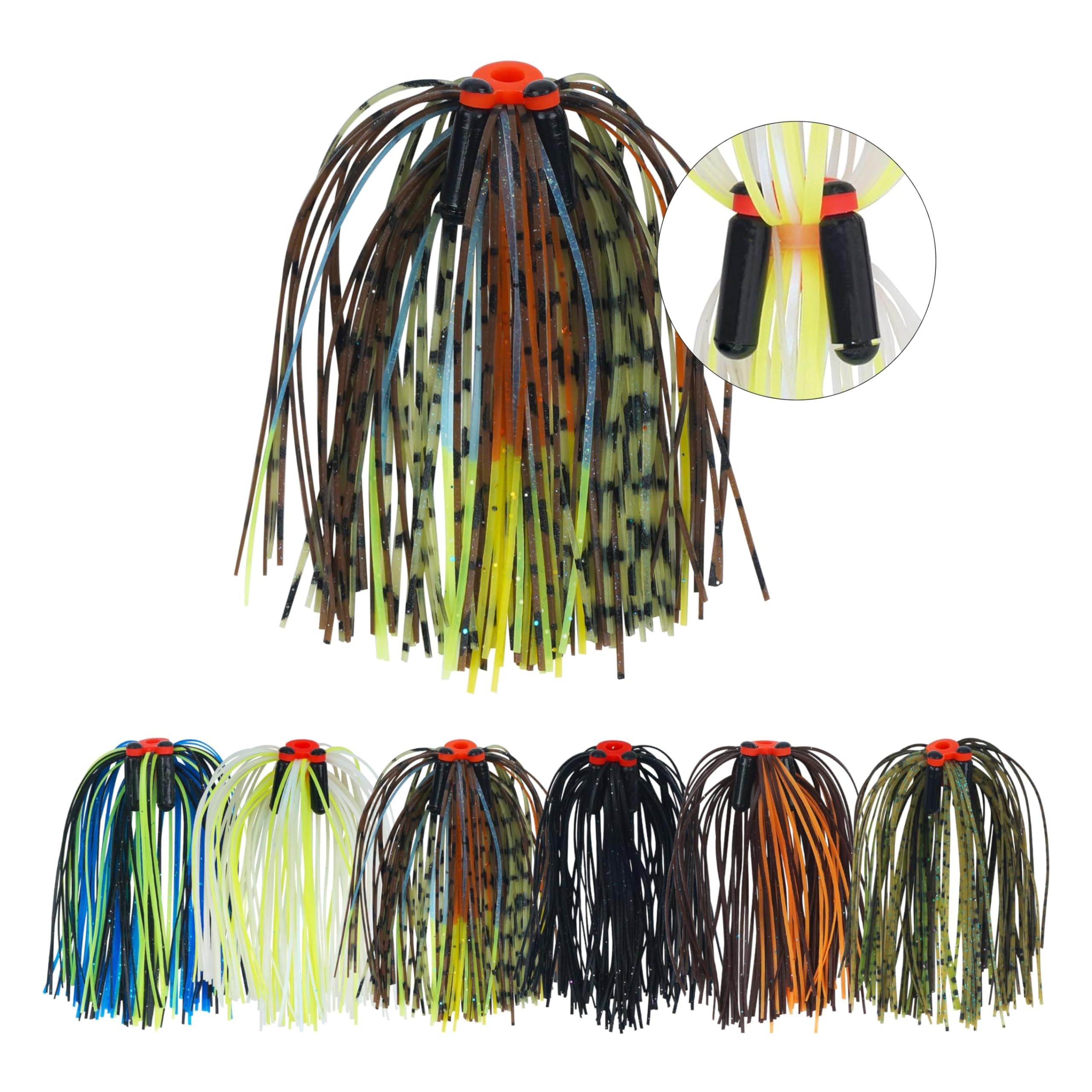 OROOTL Silicone Jig Skirts Spinnerbait Skirt Replacement Bass Fishing Lures for DIY Spinner Baits Buzzbaits Squid Jig Accessories