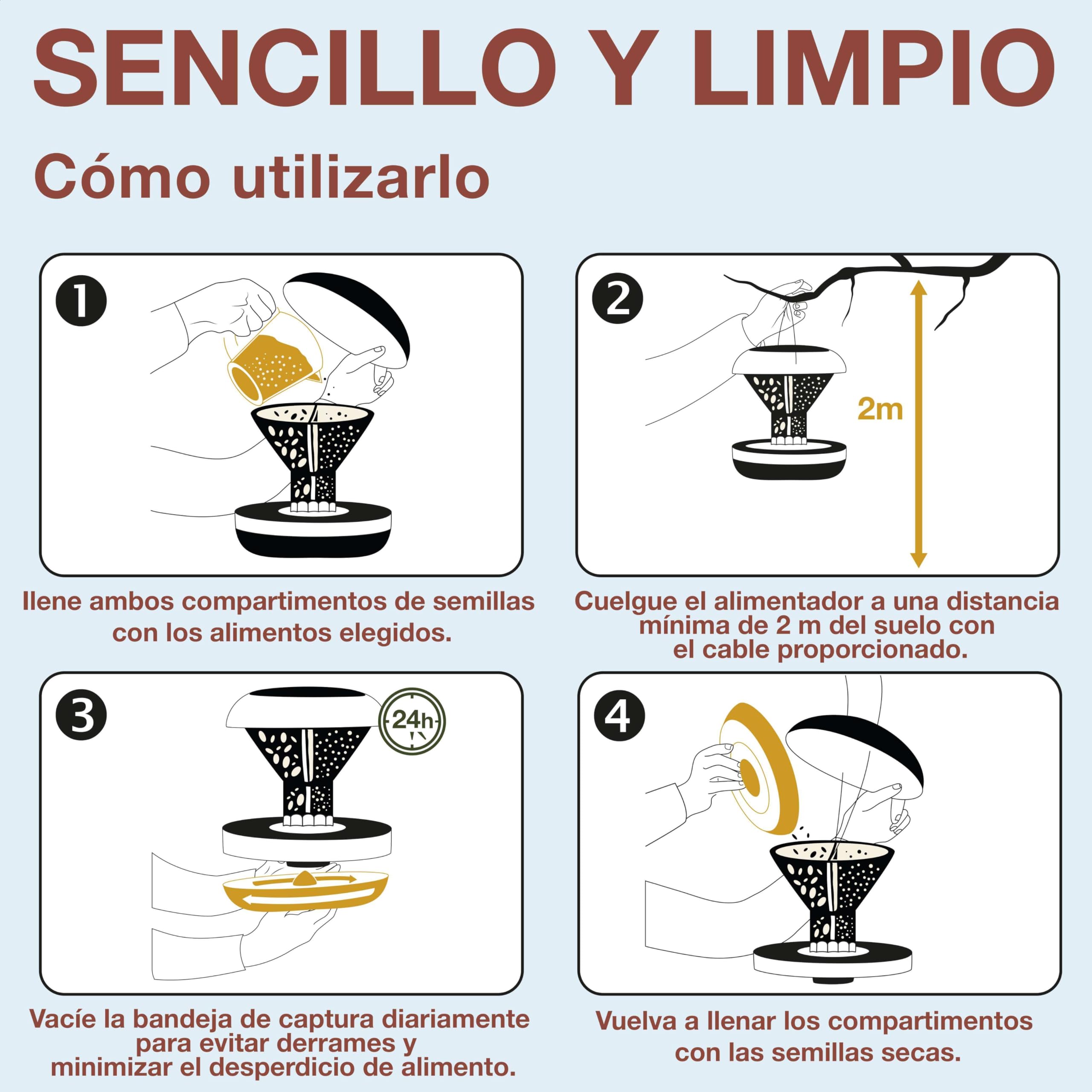 SWISSINNO Comedero para Pájaros Colgante – Davos Smart Birds - Dispensador con Bandeja - Tolva Segura contra Roedores - para Jardín y Balcón - Azul Claro