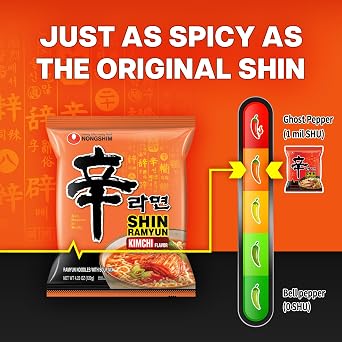 Nongshim Shin Ramyun Kimchi, Spicy Instant Ramyun, 4.23 Oz (Pack of 4)