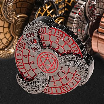 DND Dice Spinner Roulette 7-in-1 D&D Cool Rotating Metal Dice Dungeons and Dragons Starter Set with Gift Box Spinning Games for RPG MTG Table Games Black and Red