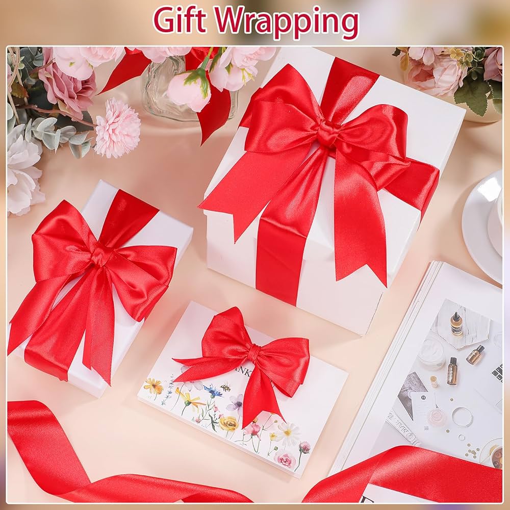 も*も様 Flower ribbon tops Red Red Ribbon for Flower Bouquet Red Satin Ribbon 1 1/2 Inch 25