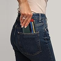 Vista 89 de Sodsay Estuche para tarjetas, cartera delgada con bolsillo frontal, para mujer, sujetatarjetas con llavero negro