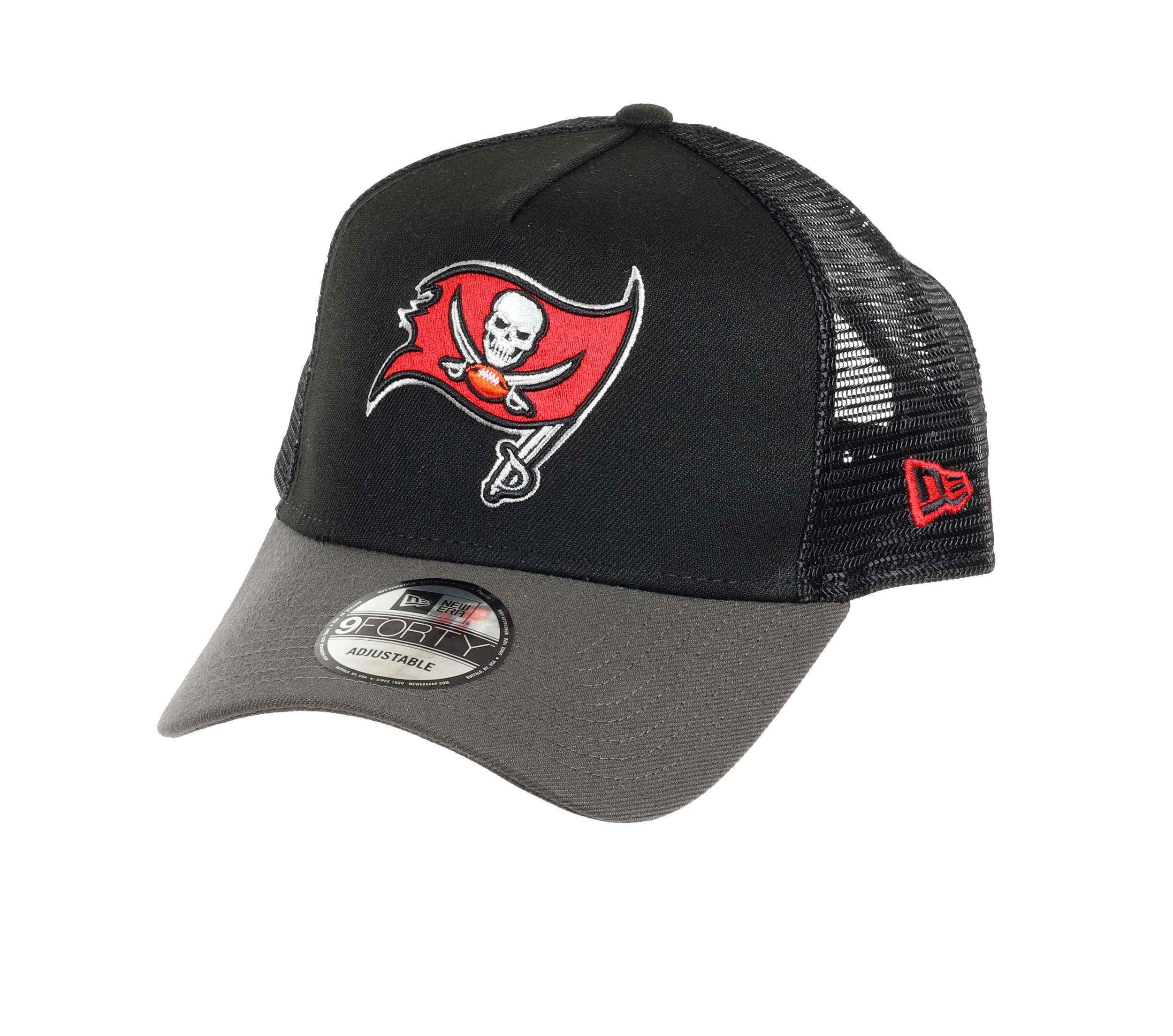 New Era Unisex Tampa Bay Buccaneers #34996 Tampa Bay Buccaneers Nfl Two Tone Black Grey 9Forty A-Frame Adjustable Trucker Cap