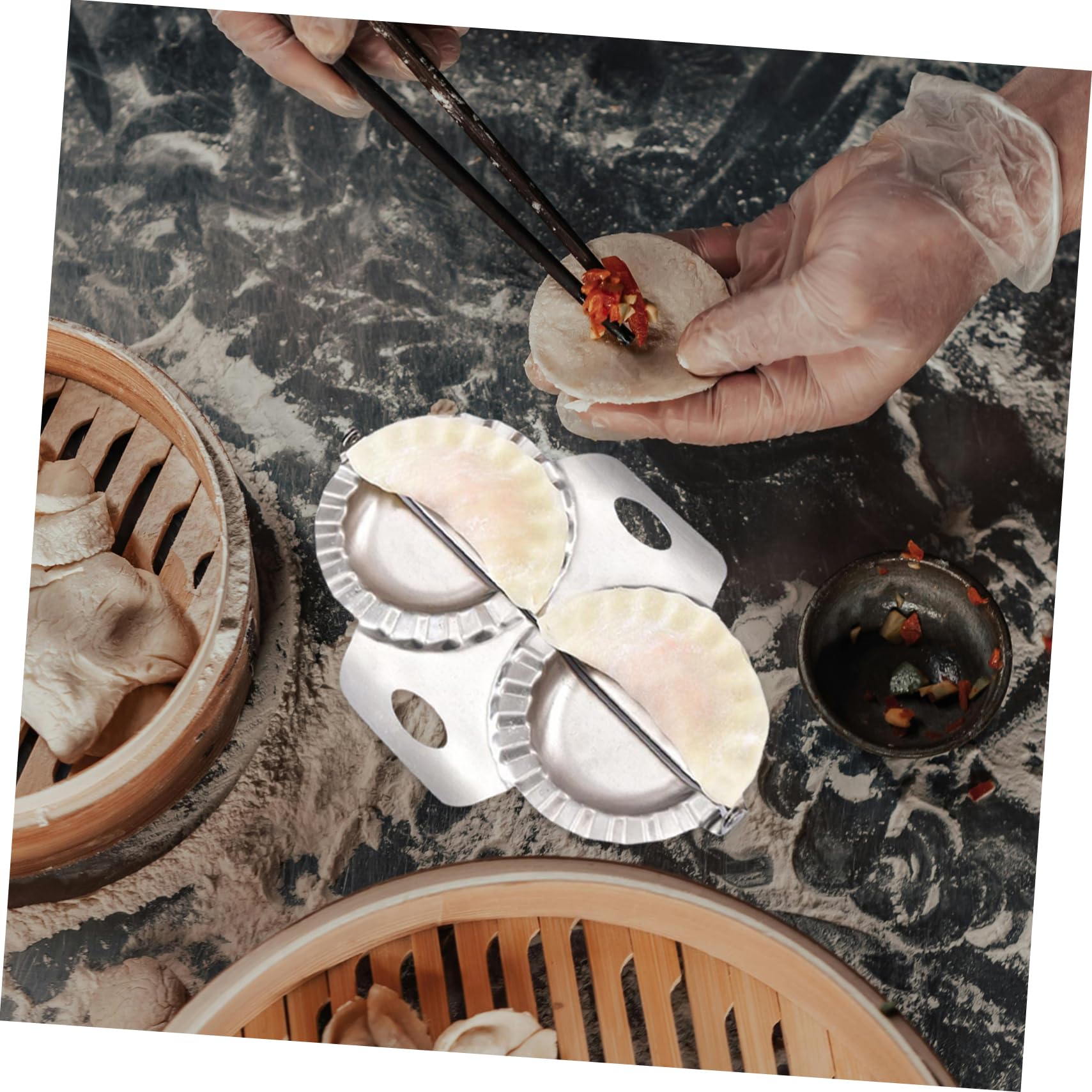 ABOOFAN Stainless Steel Dumpling Mold Tray 2pcs Set Dumpling Press for Efficient Making