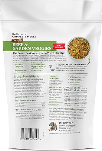 Miniatura 8 de Dr. Harvey's Beef & Garden Veggies - Alimento deshidratado sin granos de grado humano para perros con carne liofilizada, tamaño de prueba (5.5 onzas)