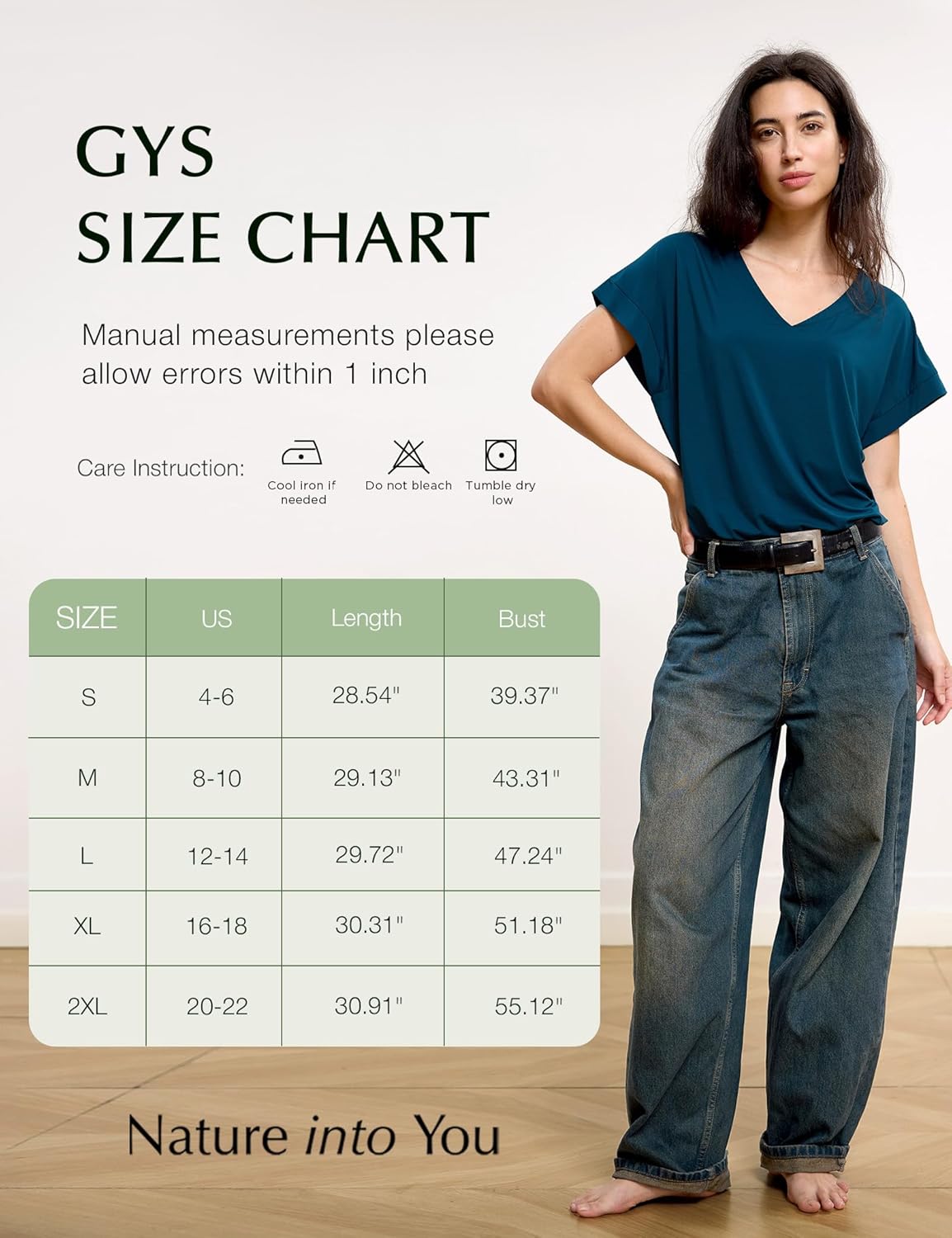 GYS Bamboo Viscose T Shirts for Women, Short Sleeve V Neck Tee, Soft Pajama Tops