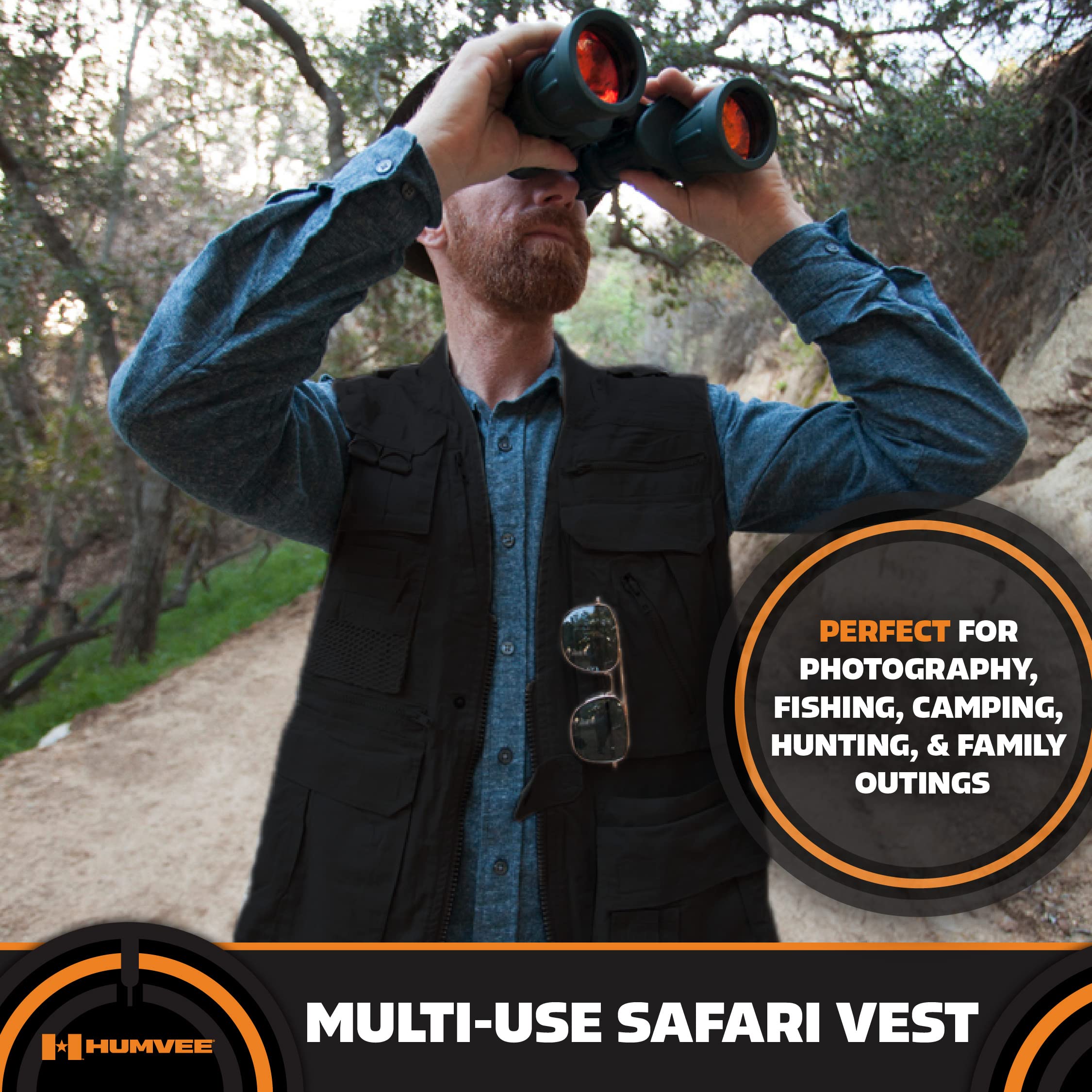 Humvee Safari Photography Vest for Men, Women, Unisex - Vest for Hunting, Fishing, Camping, Travel, Hiking, Outdoor - 100% Cotton, Black, XXX Large