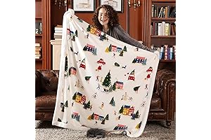 Cozy Bliss Ski Christmas Décor Sherpa Throw Blanket