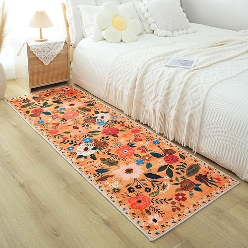 Miniatura 121 de Rugcomf Alfombra de pasillo para cocina, antideslizante, 2 x 6 pies, alfombras lavables con parte trasera de goma, alfombra floral suave para