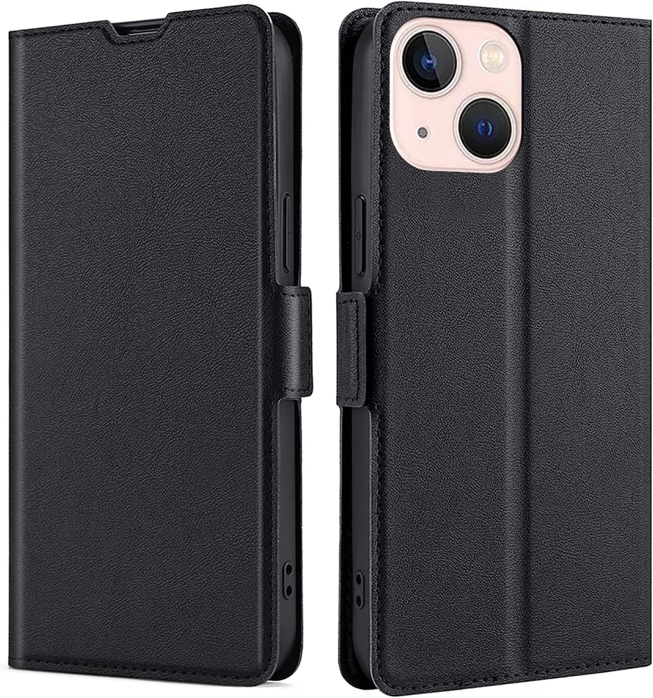 Flip Case for iPhone 14/14 Plus/14 Pro/14 Pro Max, Durable Leather Phone Cover with Card Holder Kickstand Magnetic Clasp Shockproof Wallet Protective Case (Color : Black, Size : 14)