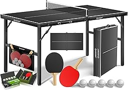 KESSER Outdoor Mini Table Tennis Table | Indoor with Table Tennis Rackets Set, Table Tennis Balls and TT Net - Weatherproof | Laminated | Foldable for