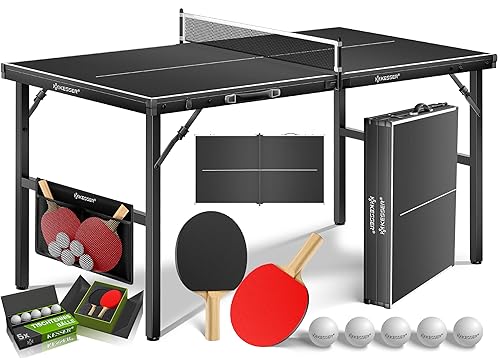 KESSER® Tischtennisplatte Mini mit Tischtennisschläger-Set, Tischtennisbällen und TT-Netz | Indoor