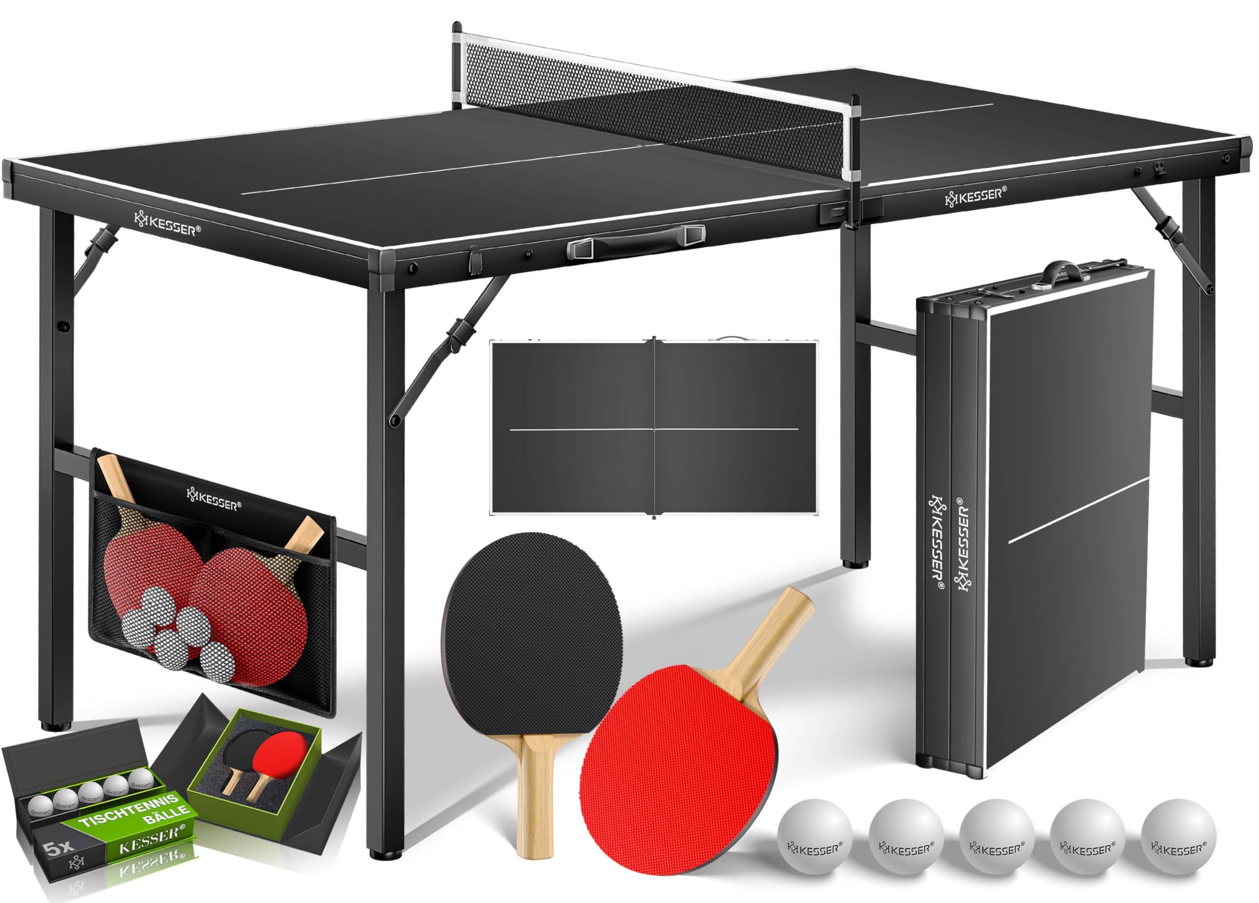 KESSER Outdoor Mini Table Tennis Table | Indoor with Table Tennis Rackets Set, Table Tennis Balls and TT Net - Weatherproof | Laminated | Foldable for - 1