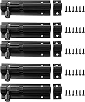 Cionyce 5 Pack 3 Inch Heavy Duty Barrel Bolt Latch - Black Aluminum Slide Locks for Gates, Doors, Garages, Sheds