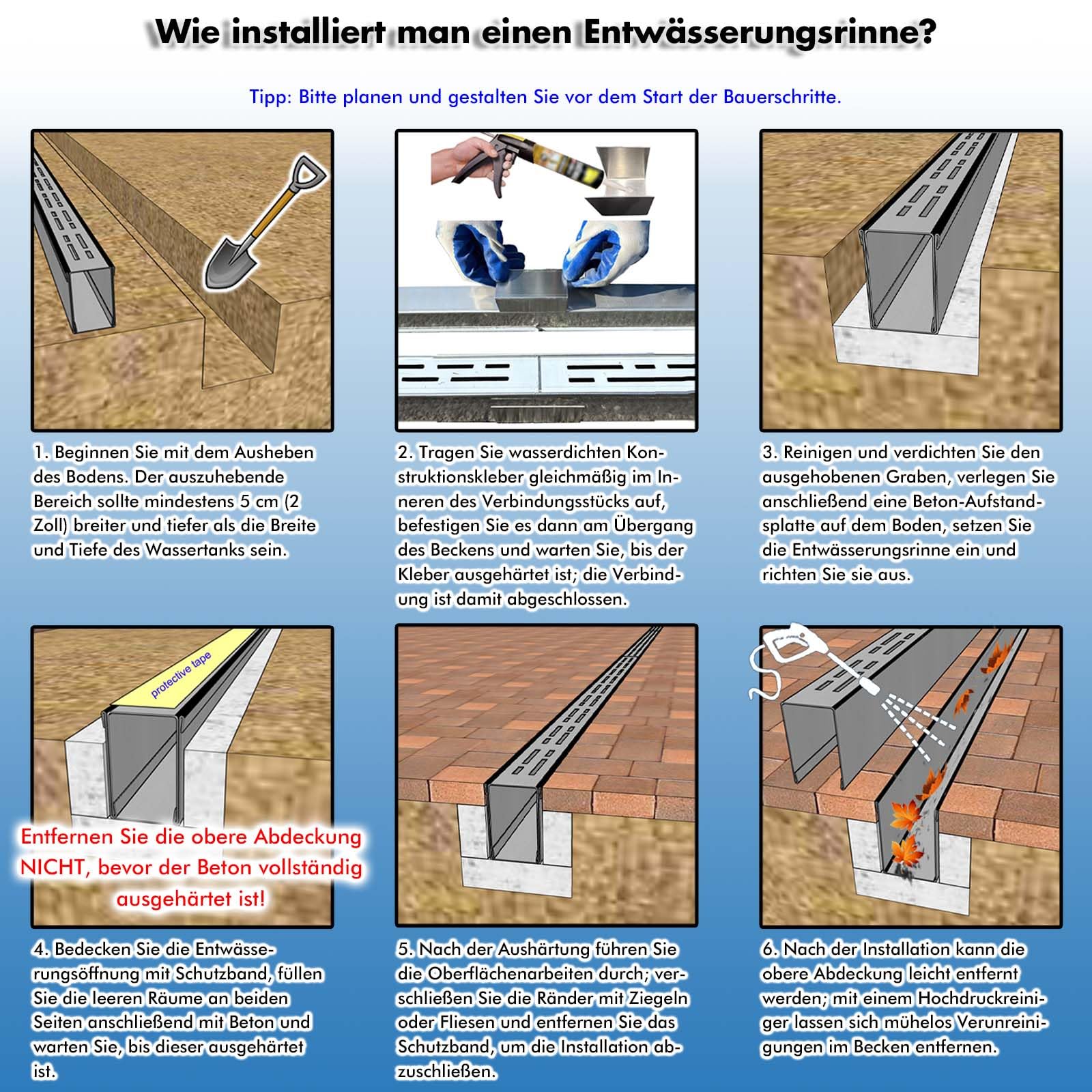 Entwässerungsrinne flach 3,5 cm breit 2 m lang, ablaufrinne aussen aus 304 Edelstahl mit Kupplung, entwässerungsrinne schmal für Beton/Pflastersteine/Terrassen/Gehwege