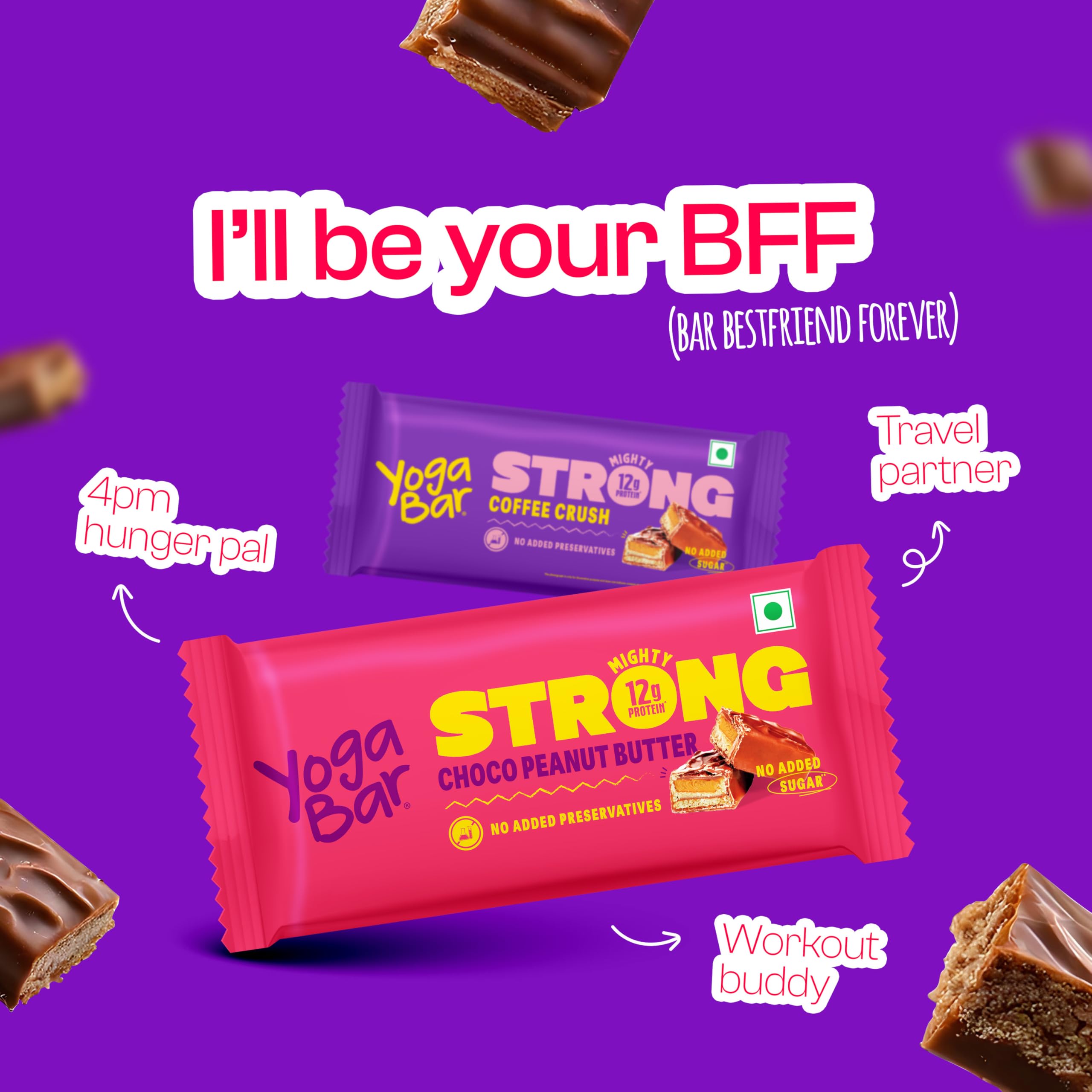 Yogabar Strong Choco Peanut Butter Protein Bars(Pack of 6), 12g Protein, No Added Sugar, No Preservatives - Image 5 thumbnail
