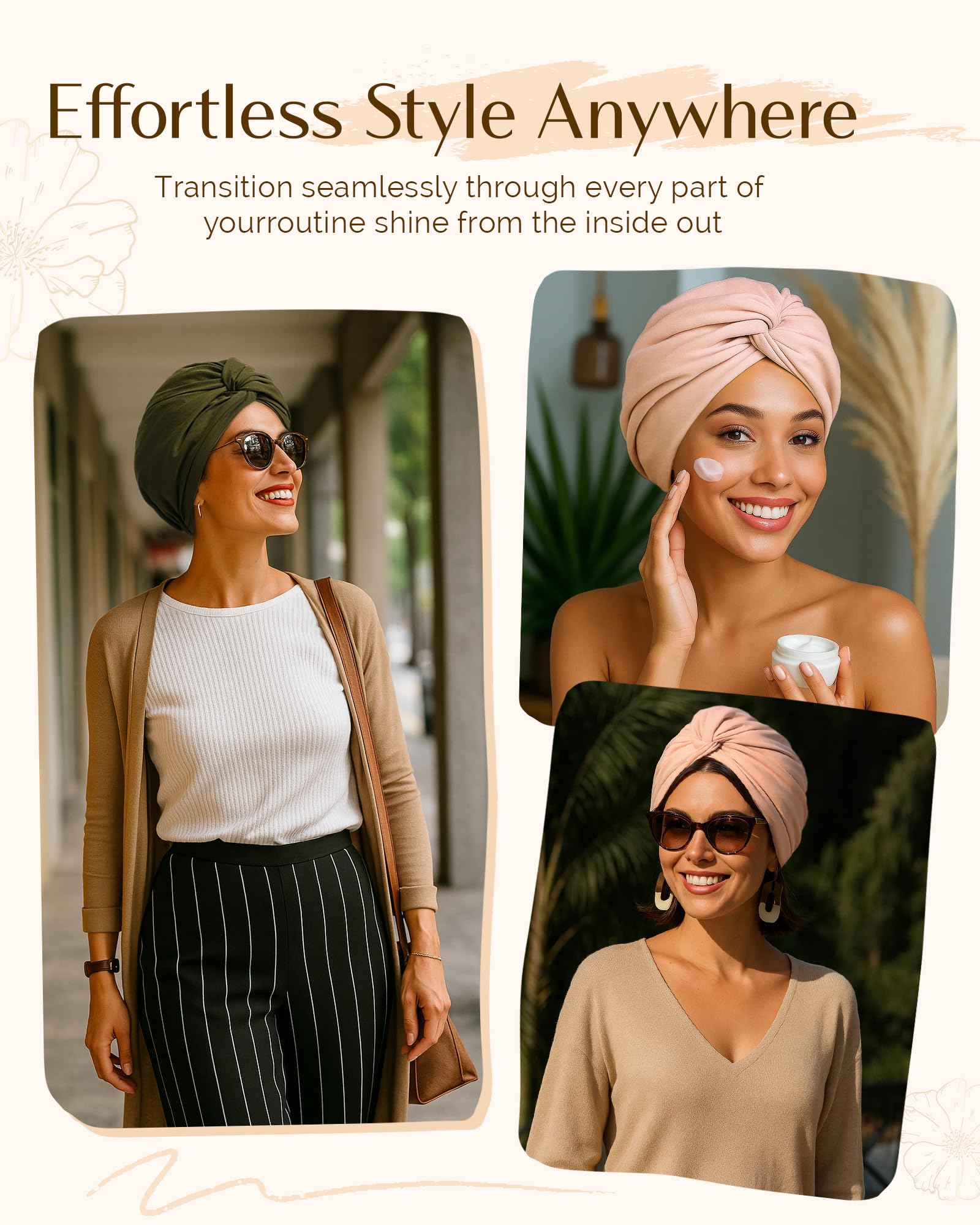 YANIBEST Satin Lined Hair Bonnet for Sleeping Silk Turban, Hair Wrap Chemo Headwear for Women Natural Curly Hair - Image 2