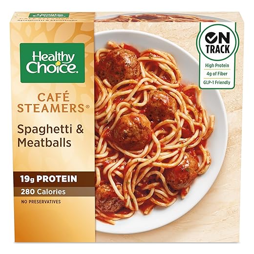 Healthy Choice Cafe Steamers Frozen Dinner, Spaghetti & Meatballs, 9.5 Ounce