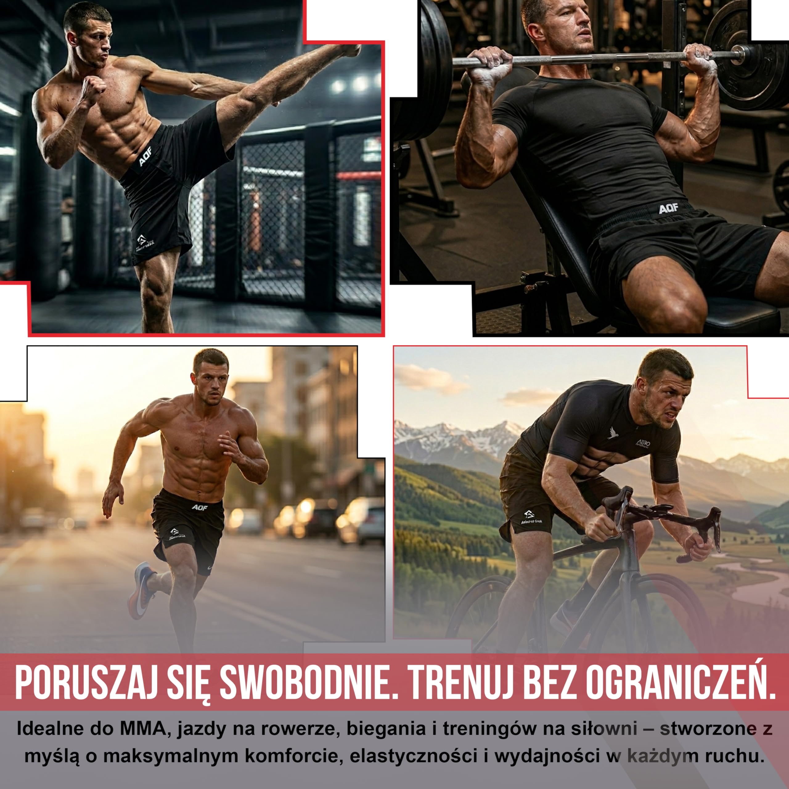 AQF Spodenki Combat MMA UFC Cage Walczący Siłownia Do Kickboxingu Krótkie Spodenki Treningowe Z 4-Kierunkowym Stretchem I Odprowadzaniem Wilgoci
