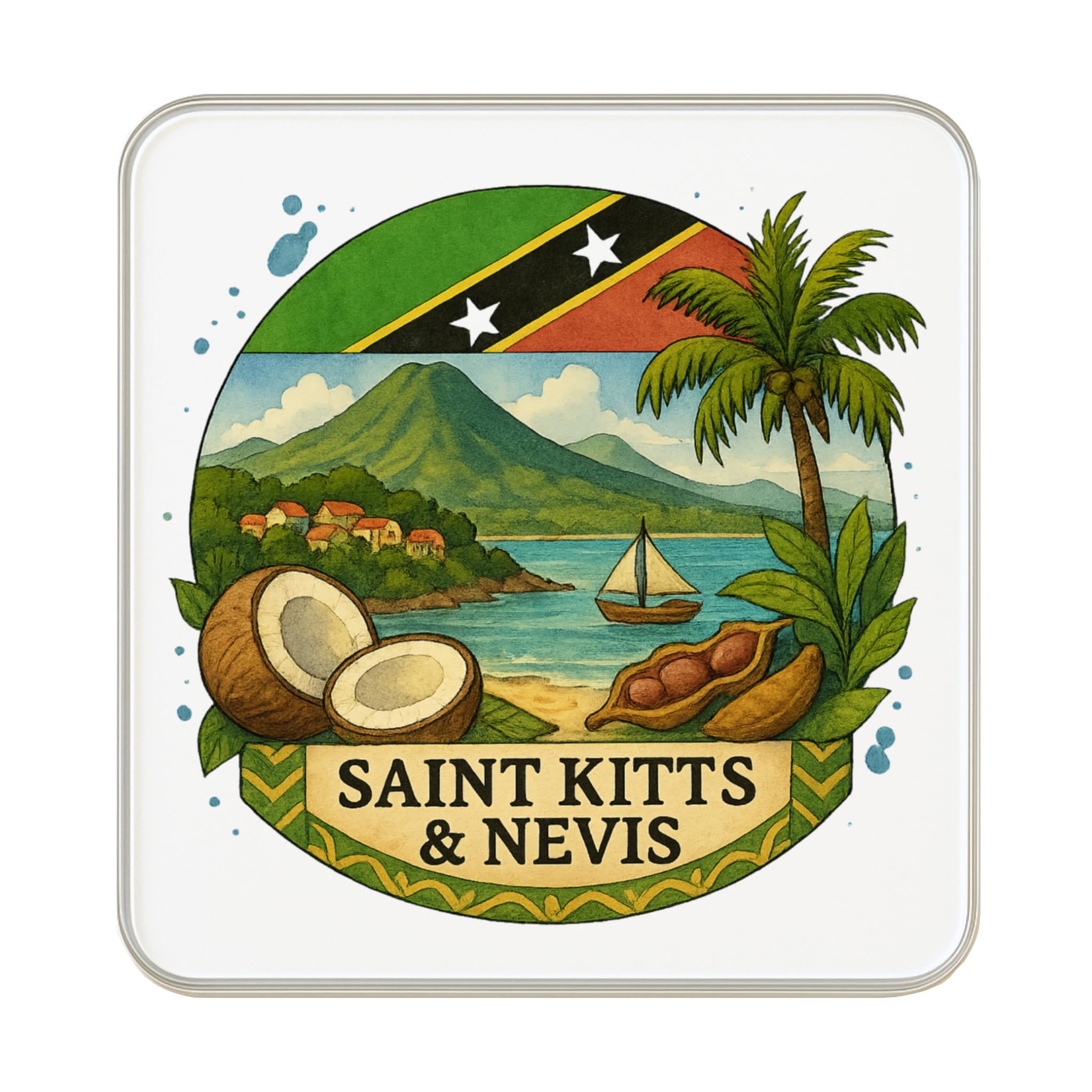 Aimant de réfrigérateur Saint-Kitts-et-Nevis souvenir de voyage et objet de collection