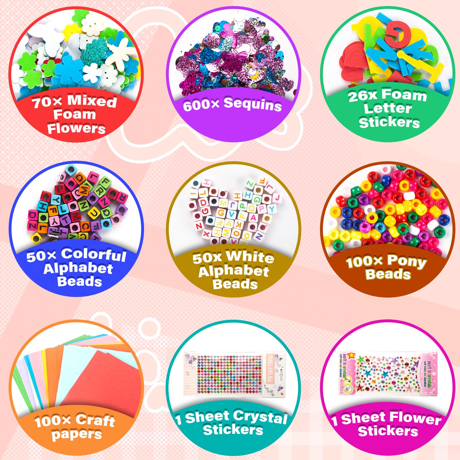 Withosent Kit Manualidades Niños 2200+PCS, DIY Creativo Kit Manualidades Material, con Limpiapipas, Pompoms, Wiggle Eye, Cuentas, Lentejuelas, Juego Creativo Regalo Craft Niños Niñas