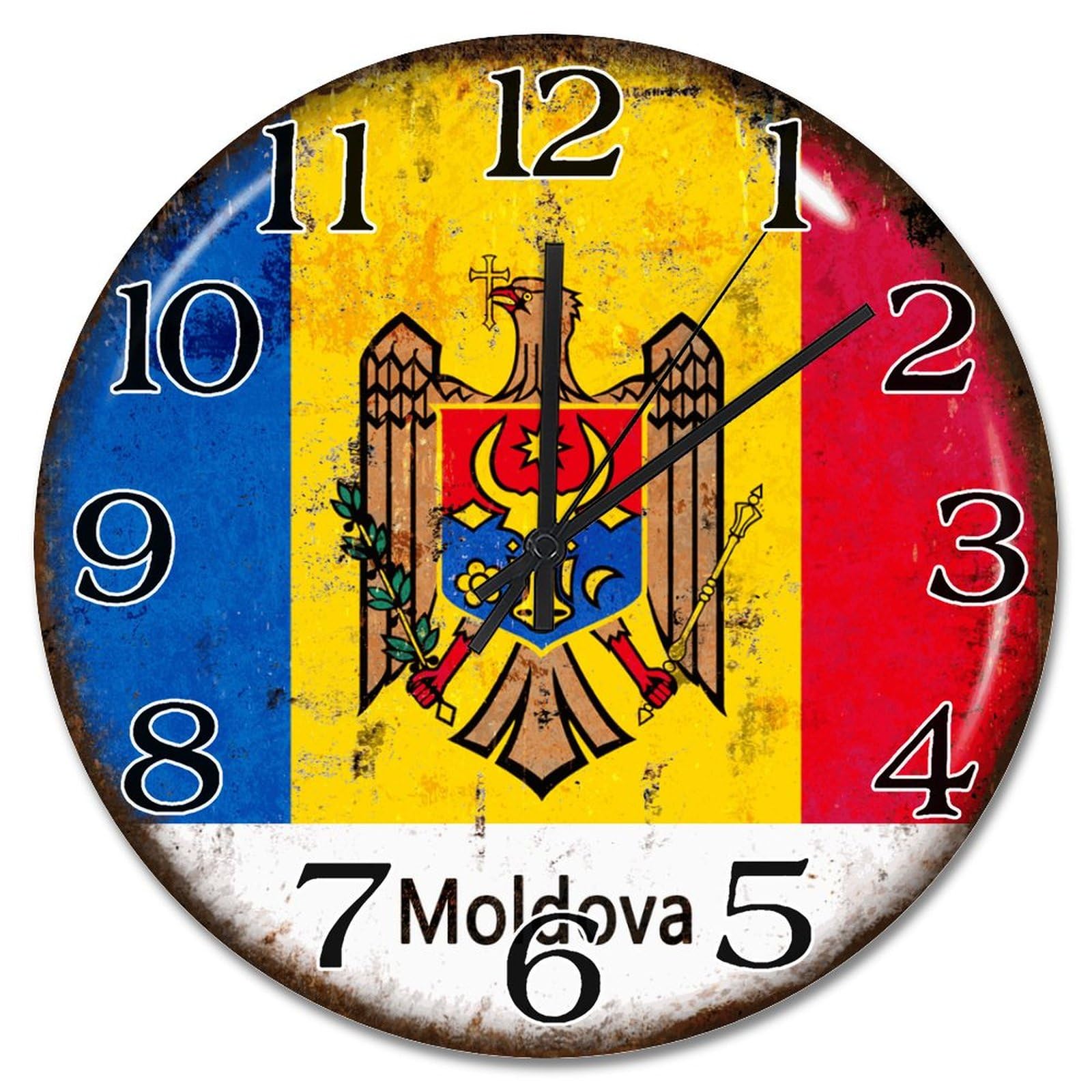 Horloge murale en bois Moldavie 25cm silencieuse pour salon
