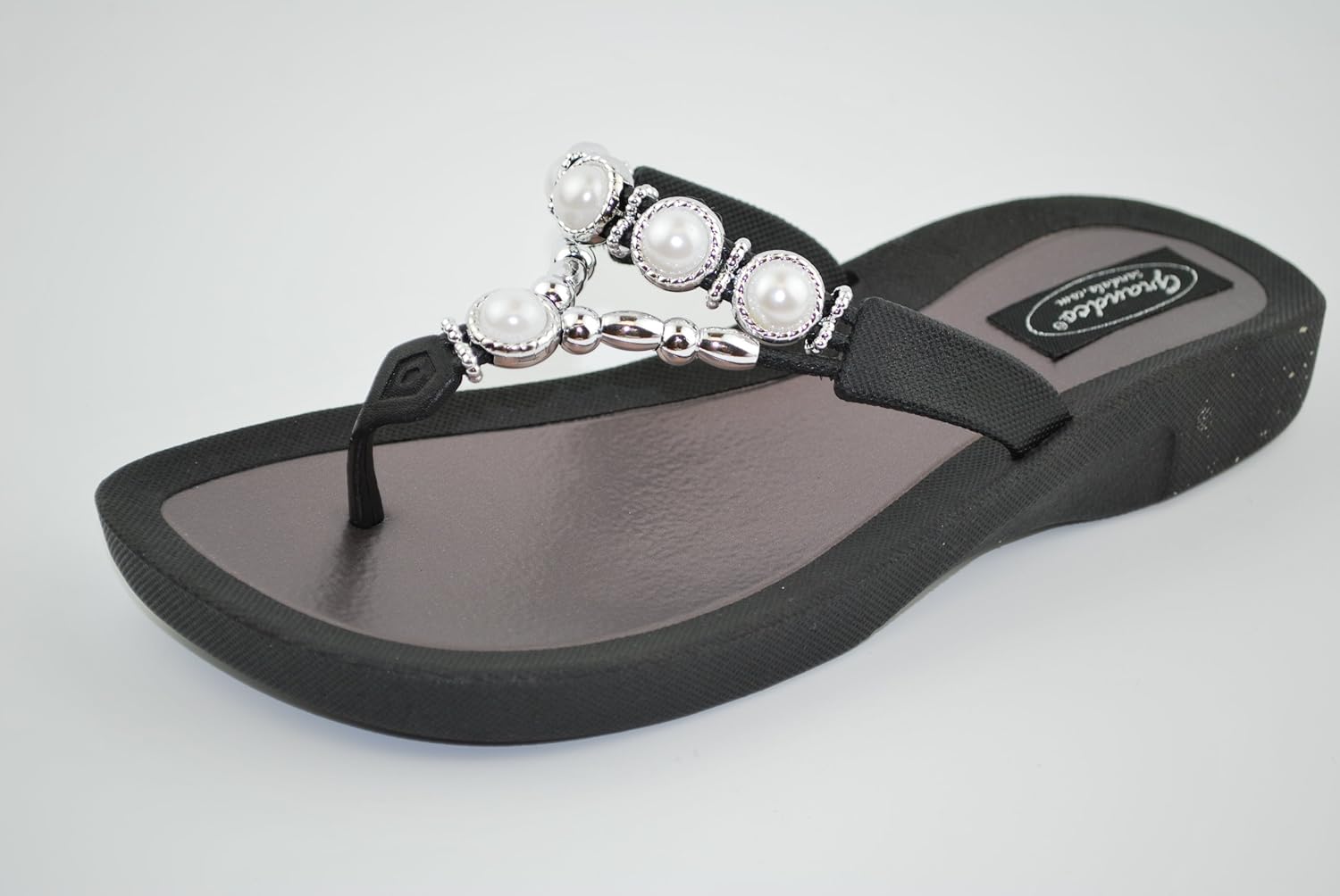 Grandco Pearl Thong Sandals Black 7 Sandals