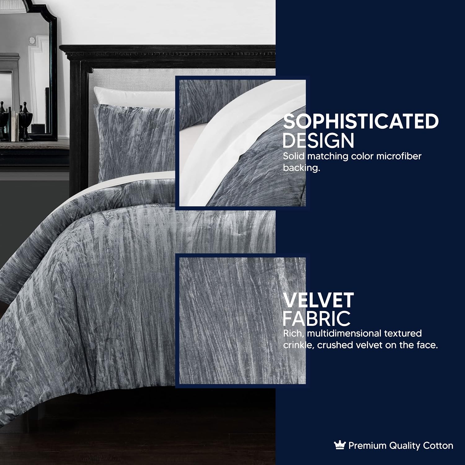 Chic Home Westmont 4 Piece Comforter Set Crinkle Crushed Velvet Bedding-Decorative Pillow Shams Included, Queen, Plum