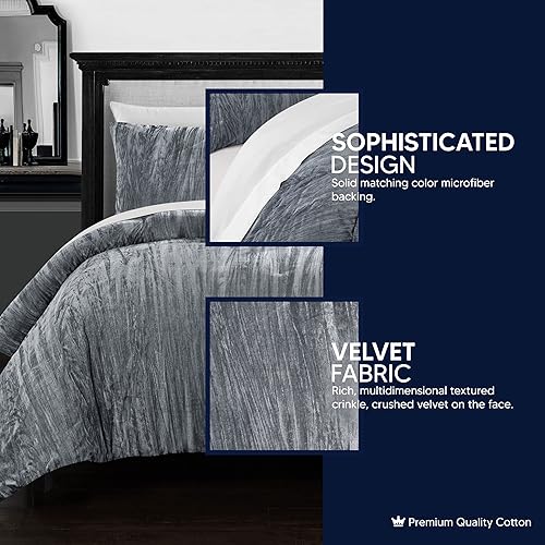 Miniatura 6 de Chic Home Westmont - Juego de edredón de 4 piezas, ropa de cama de terciopelo aplastado y arrugado, incluye fundas de almohada decorativas.